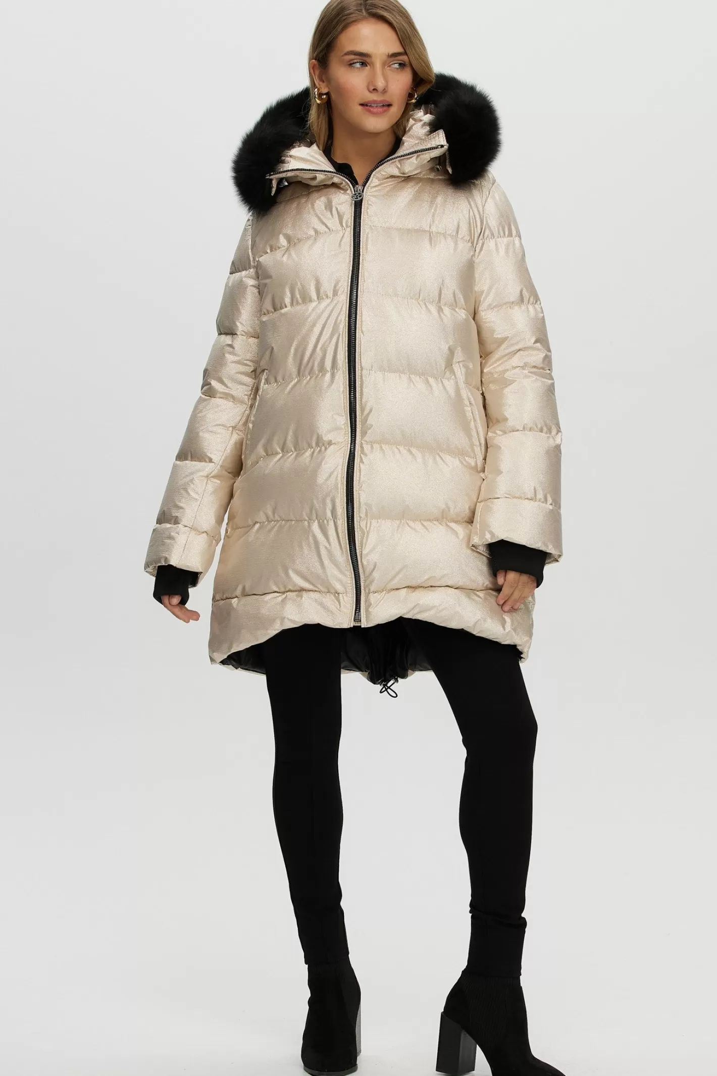Veste d'hiver Montréal Après-Ski GORSKI - Capuche amovible en agneau shearling toscan pour femme