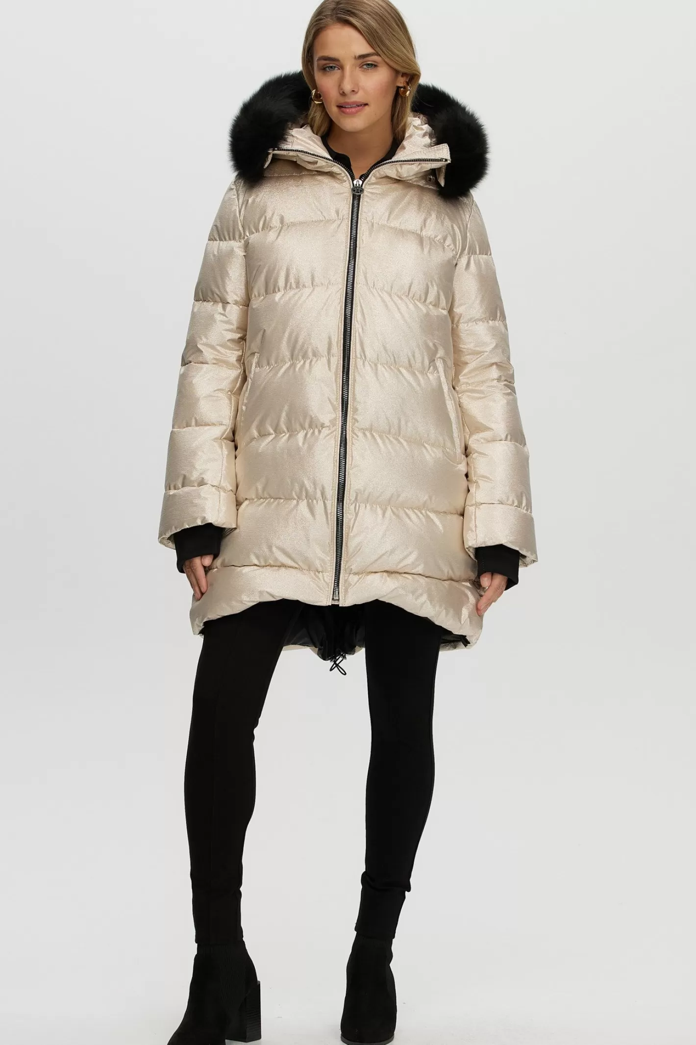 Veste d'hiver Montréal Après-Ski GORSKI - Capuche amovible en agneau shearling toscan pour femme