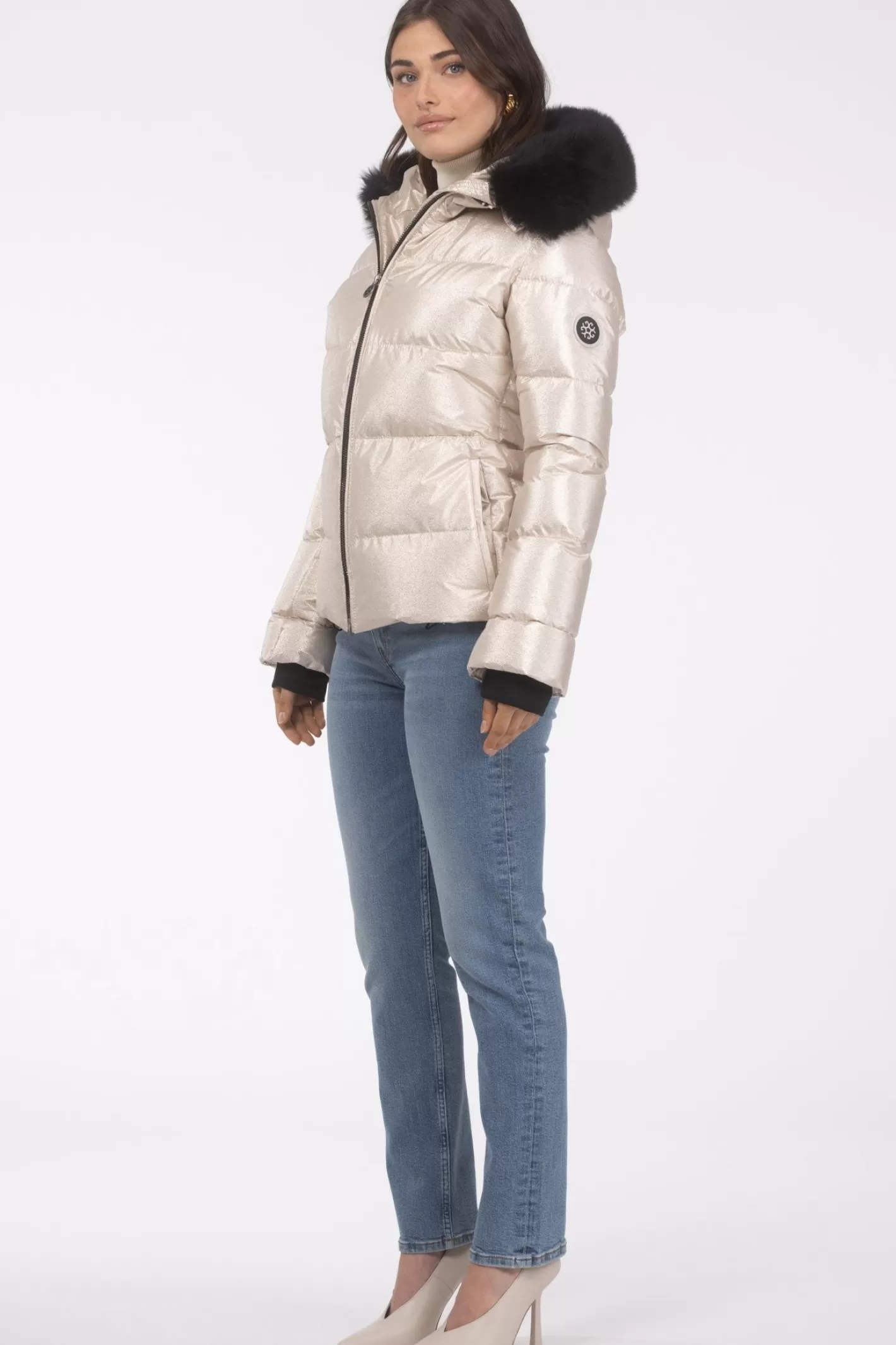 Veste Ski Femme GORSKI Montréal - Capuche Détachable en Agneau Toscan Doublure Chaude pour Sorties Hivernales Élégantes
