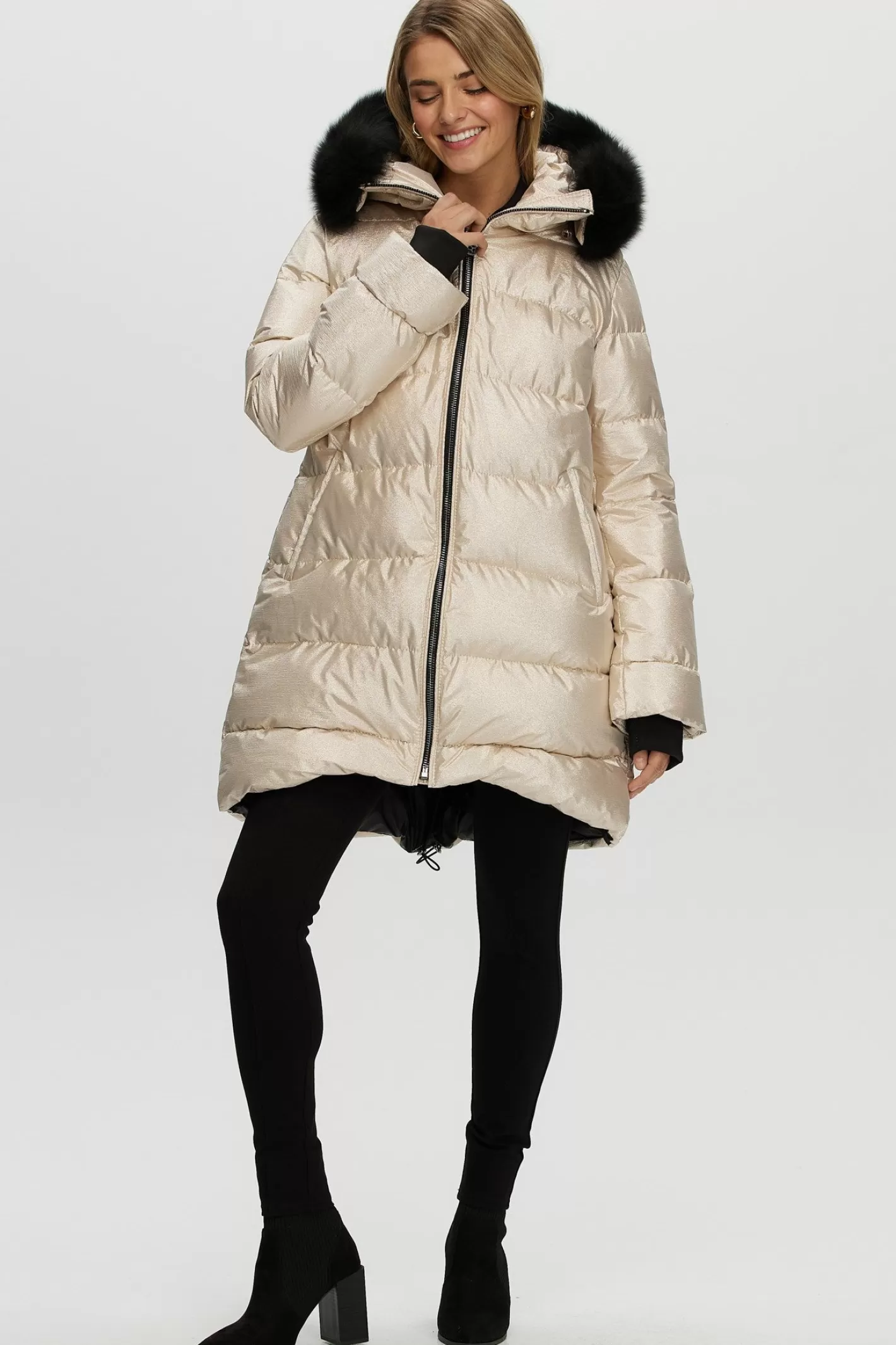 Veste d'hiver Montréal Après-Ski GORSKI - Capuche amovible en agneau shearling toscan pour femme