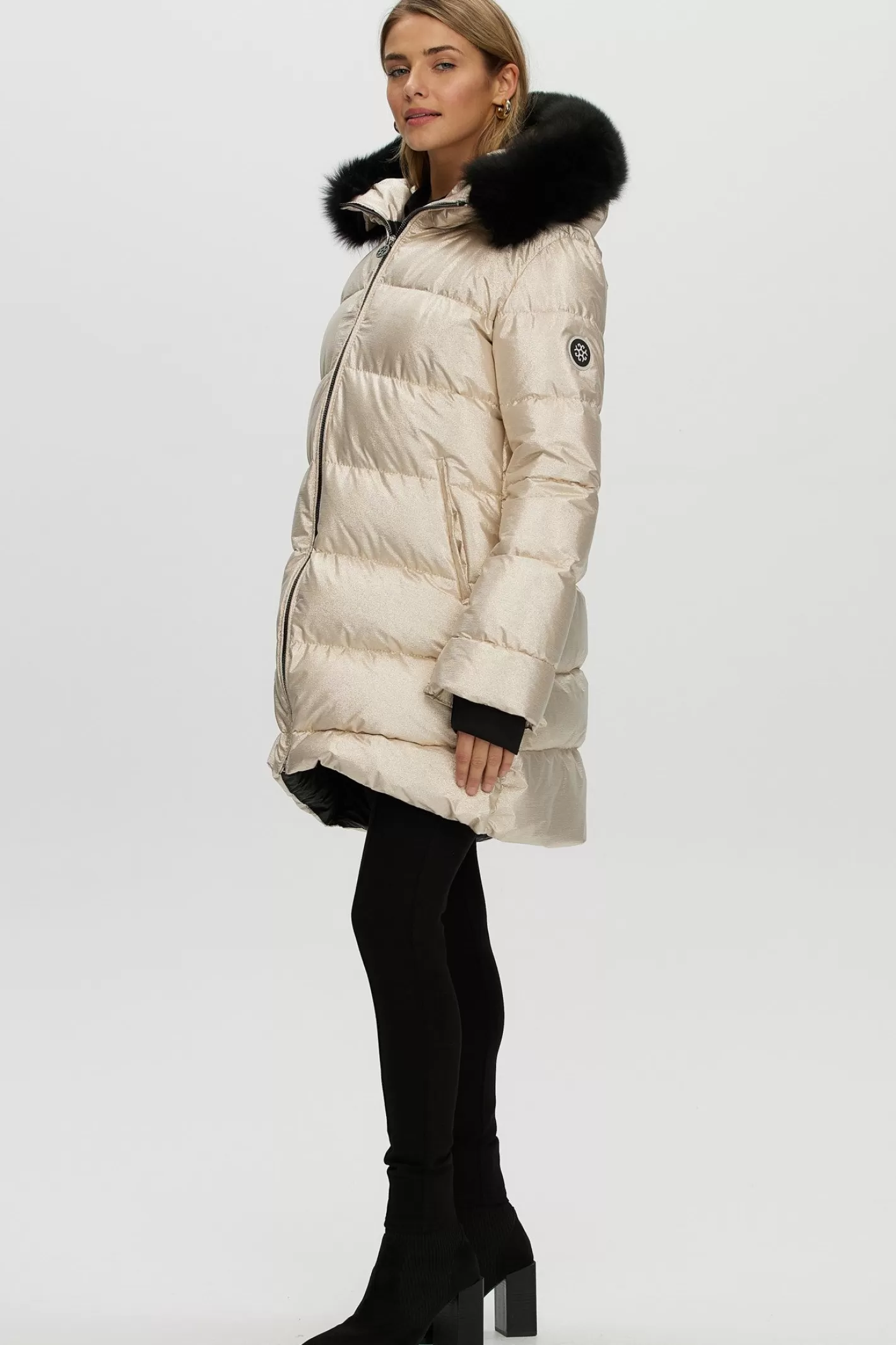 Veste d'hiver Montréal Après-Ski GORSKI - Capuche amovible en agneau shearling toscan pour femme