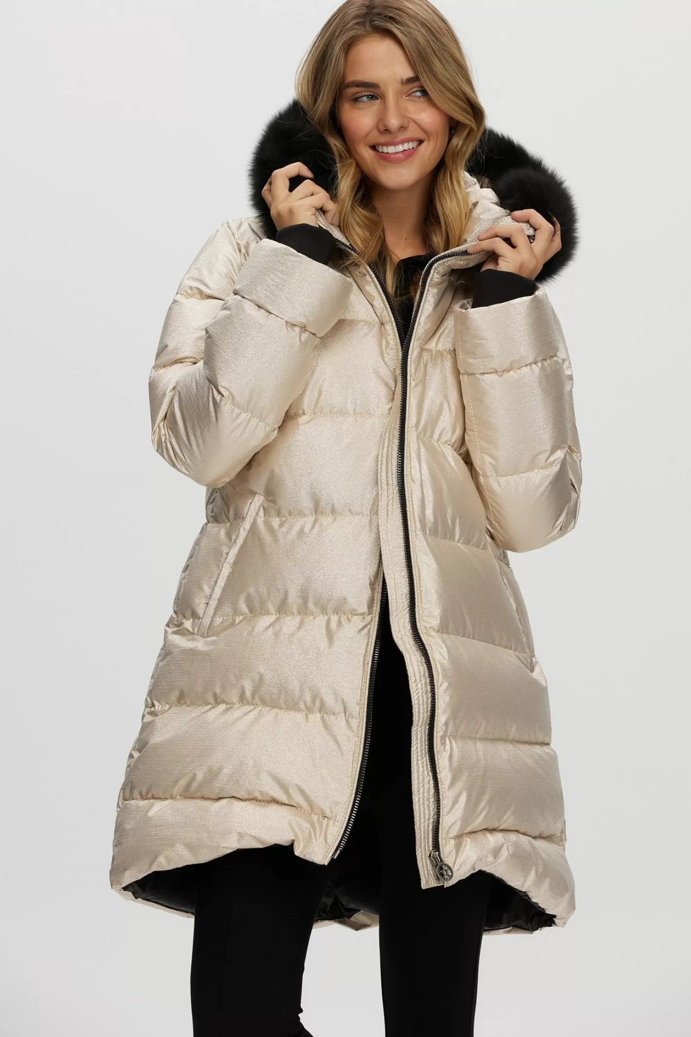 Veste d'hiver Montréal Après-Ski GORSKI - Capuche amovible en agneau shearling toscan pour femme