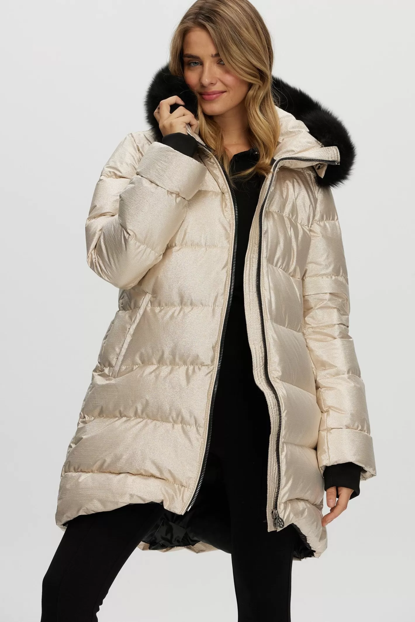Veste d'hiver Montréal Après-Ski GORSKI - Capuche amovible en agneau shearling toscan pour femme