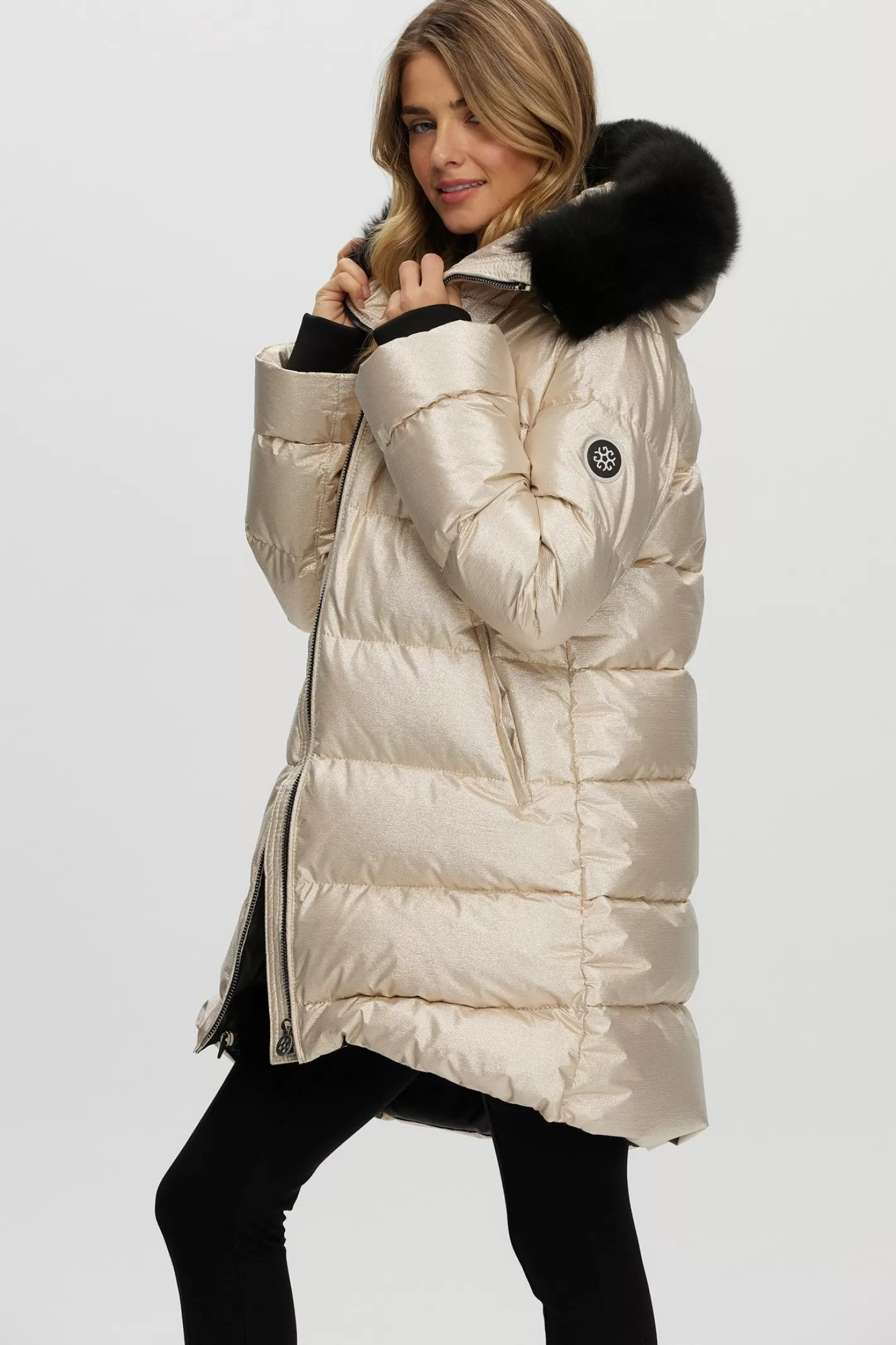 Veste d'hiver Montréal Après-Ski GORSKI - Capuche amovible en agneau shearling toscan pour femme