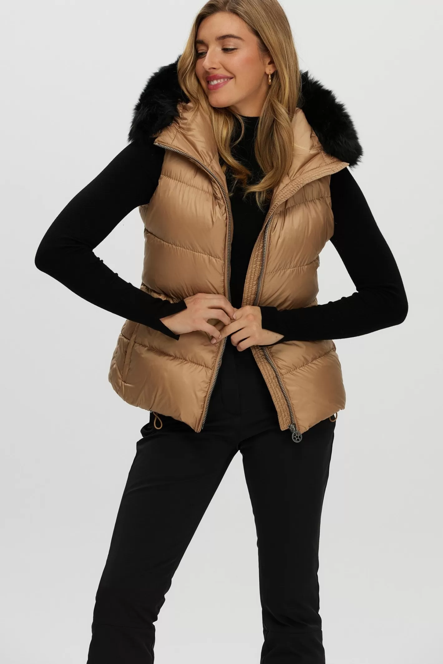 Veste après-ski féminine GORSKI Montréal - Capuche détachable en agneau shearling toscan 

（：，，SEO。+++，，AI。）
