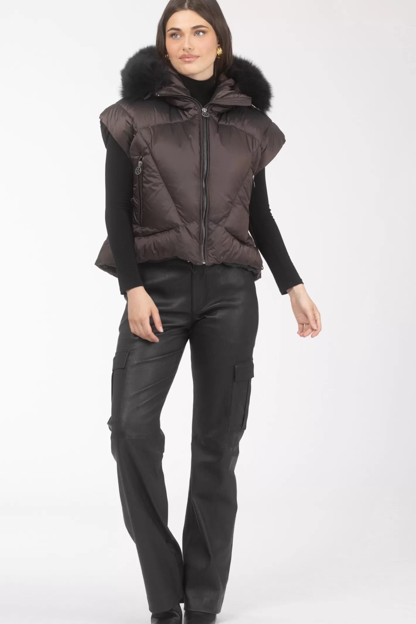 GORSKI Montréal - Doudoune polaire femme avec capuche en agneau toscane amovible - Style ski urbain