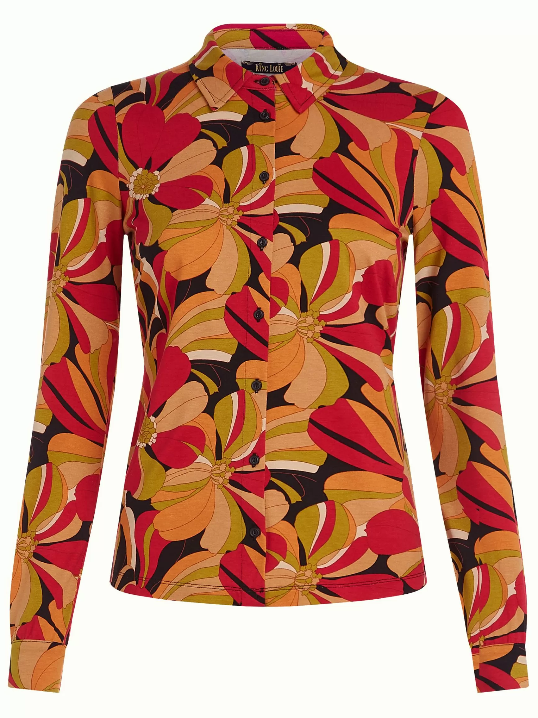Chemisier Femme King Louie - Élégance Printanière en Soie Naturelle avec Broderies Discrètes
