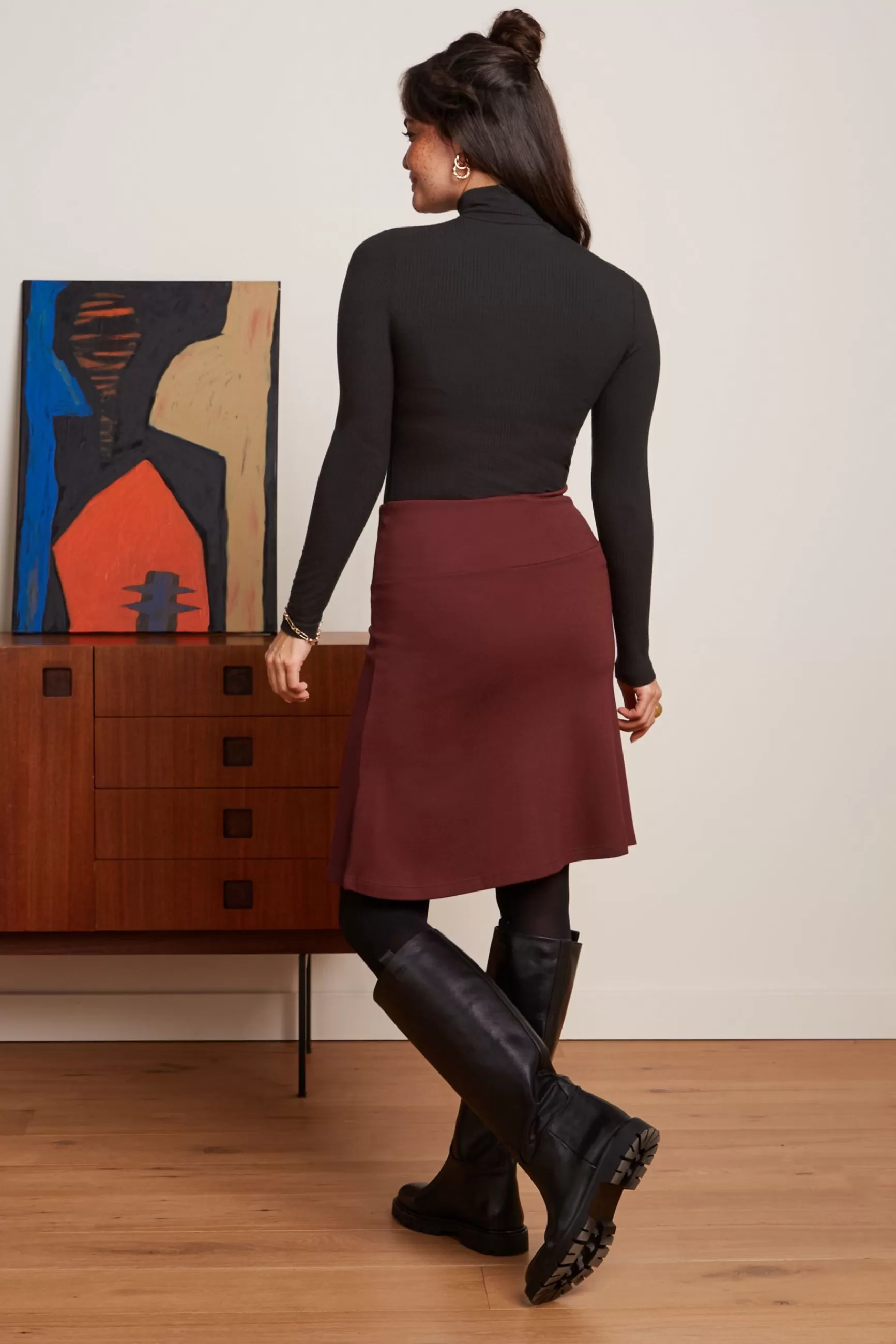 Élégante jupe femme King Louie - Bordure contrastée Milano - Tendance printemps-été couleur unie