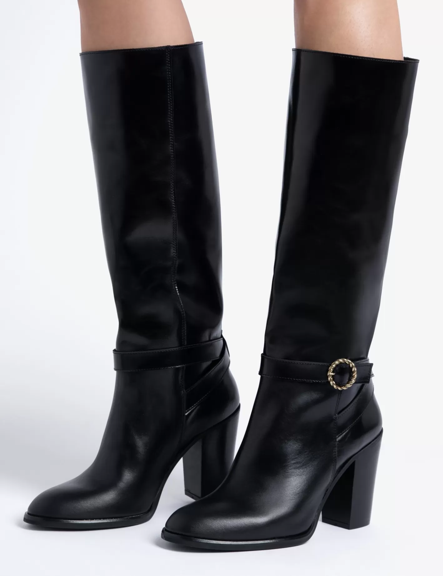 Bottes Cuir Burford – Déstockage Exclusif sur les Bottes Montantes à Talon Élégant (Style Intemporel)
