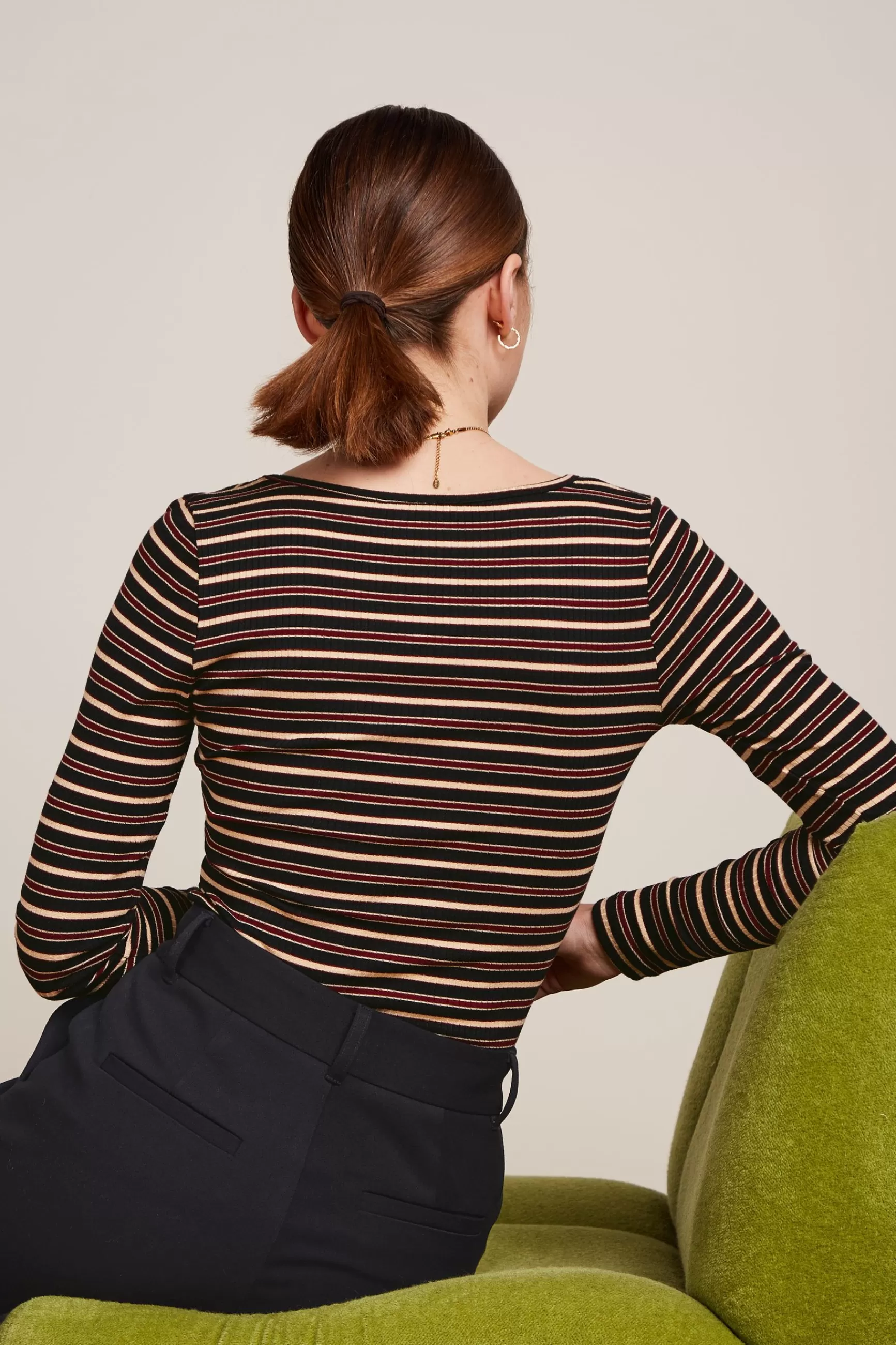 Haut Décolleté en V Femme King Louie - Carice avec Motif Rayures Pimm Élégant