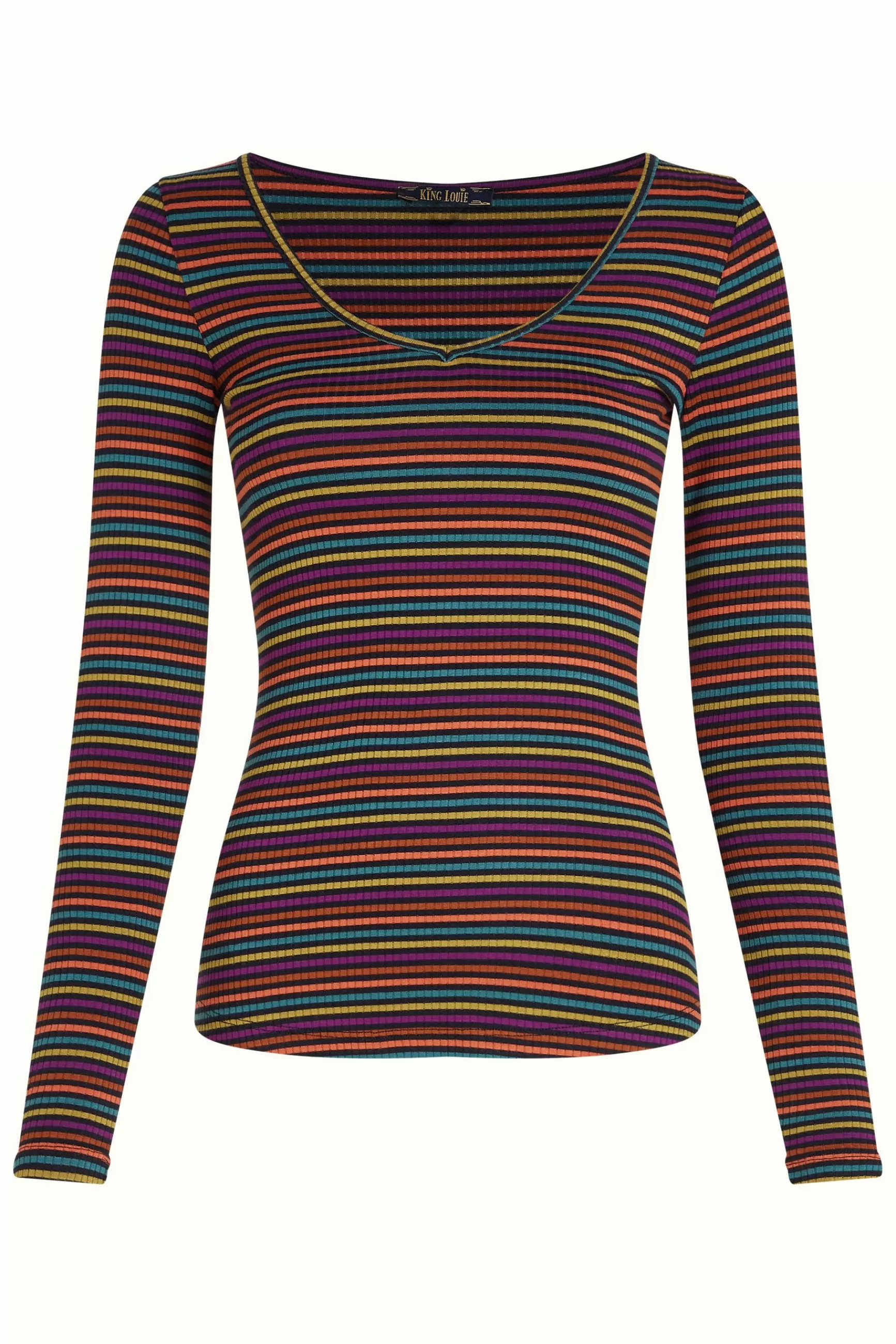 Haut féminin King Louie Carice V - Décolleté en V rayé Rolla - Tendance estivale élégante - Style décontracté chic 

（：，，，）