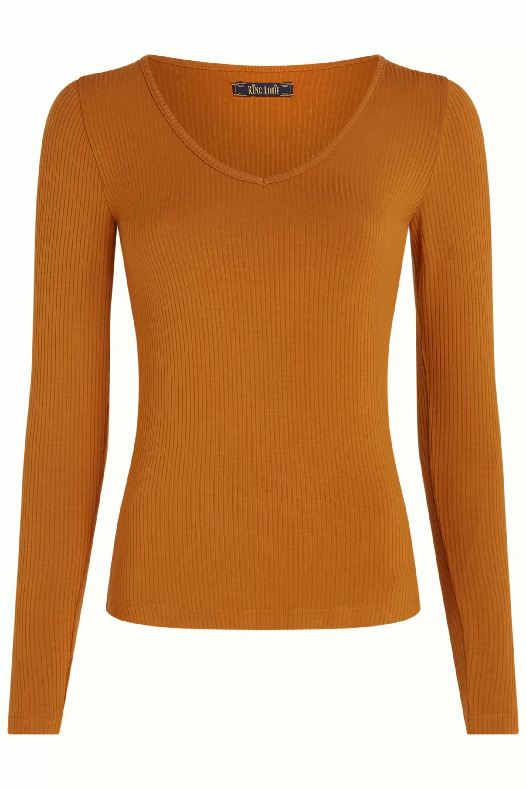 Robe Femme King Louie Carice - Modèle Col V en Tissu Uni Côtelé - Coupe Élégant et Confortable