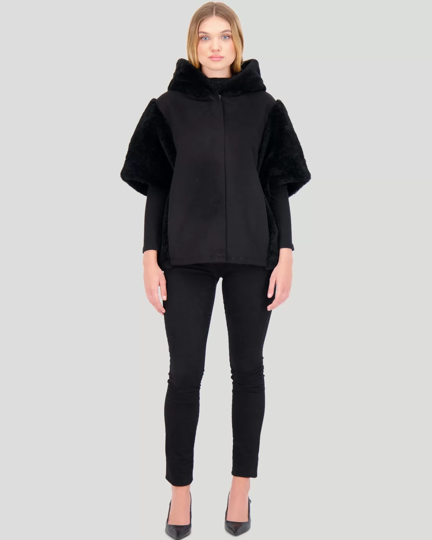 Veste féminine en cachemire GORSKI Montréal - Manches courtes avec bordure en cachemire chèvre sélectionné