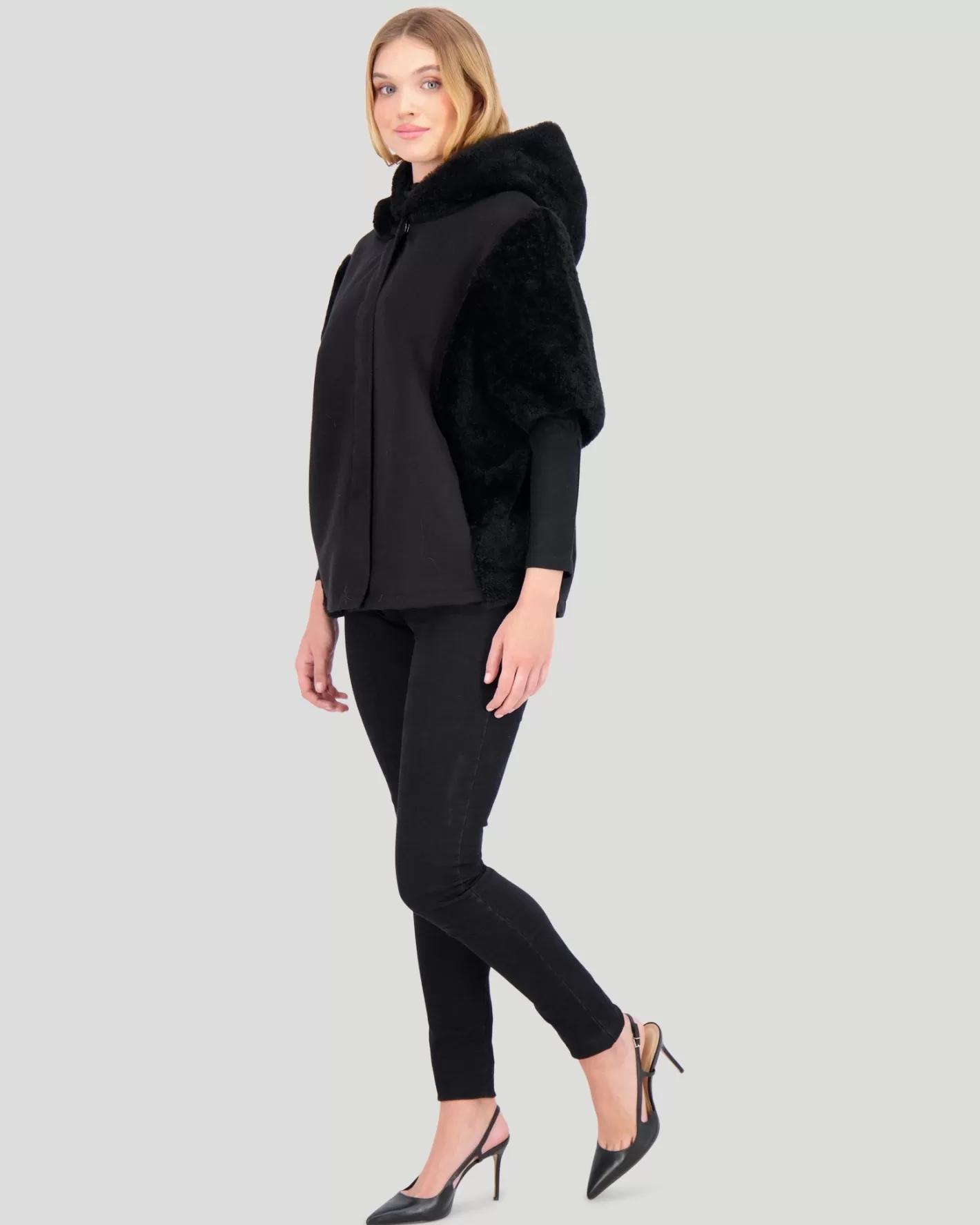 Veste féminine en cachemire GORSKI Montréal - Manches courtes avec bordure en cachemire chèvre sélectionné