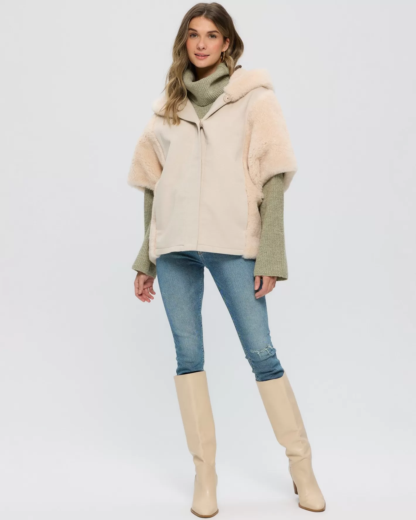 Veste féminine en cachemire GORSKI Montréal - Manches courtes avec bordure en cachemire chèvre sélectionné