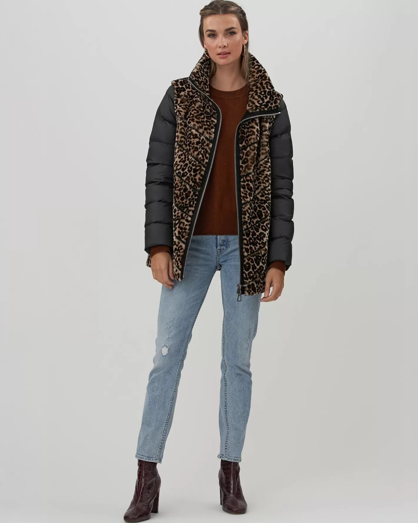 Veste GORSKI Montréal en Laine Shearling Femme – Design Modulable avec Manches Matelassées Amovibles