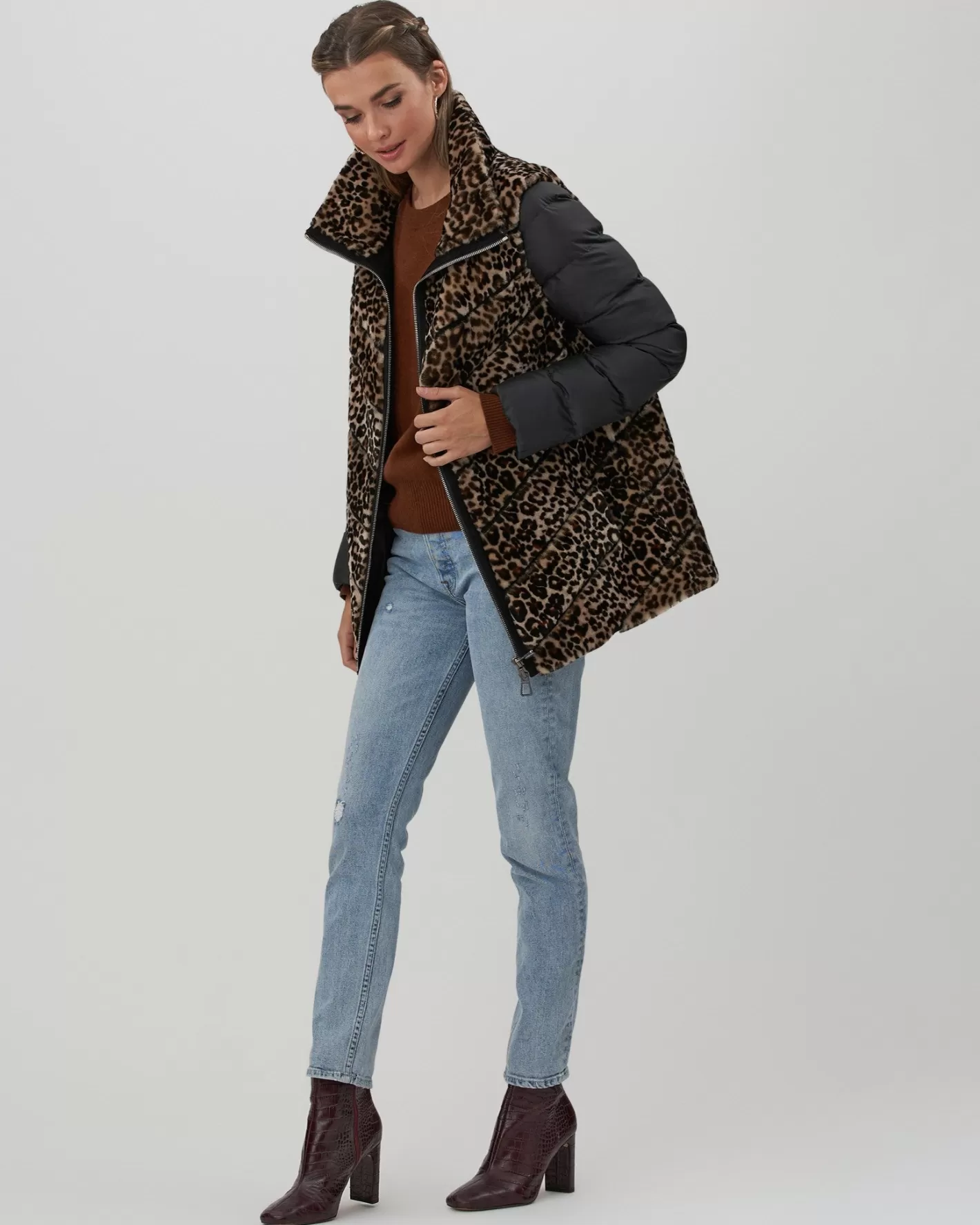 Veste GORSKI Montréal en Laine Shearling Femme – Design Modulable avec Manches Matelassées Amovibles