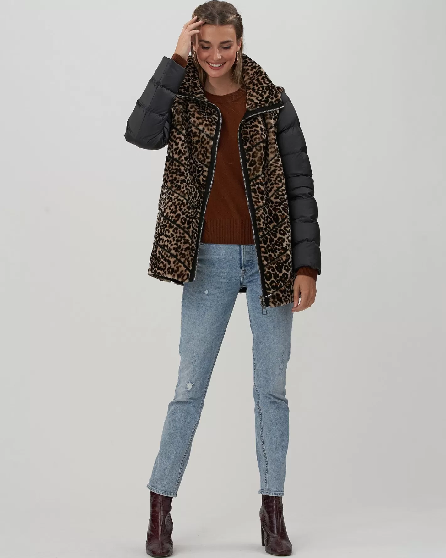 Veste GORSKI Montréal en Laine Shearling Femme – Design Modulable avec Manches Matelassées Amovibles