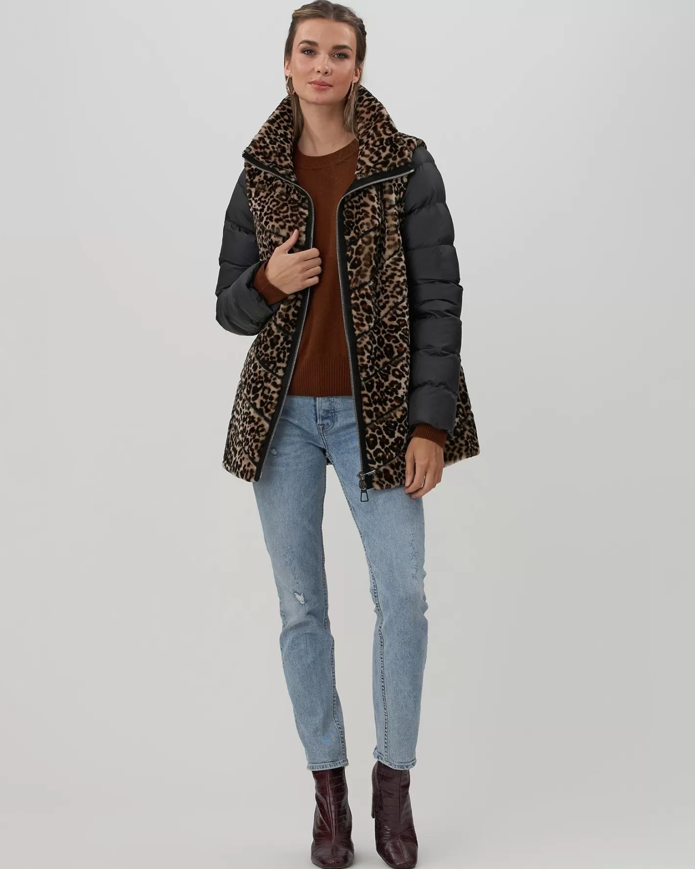 Veste GORSKI Montréal en Laine Shearling Femme – Design Modulable avec Manches Matelassées Amovibles
