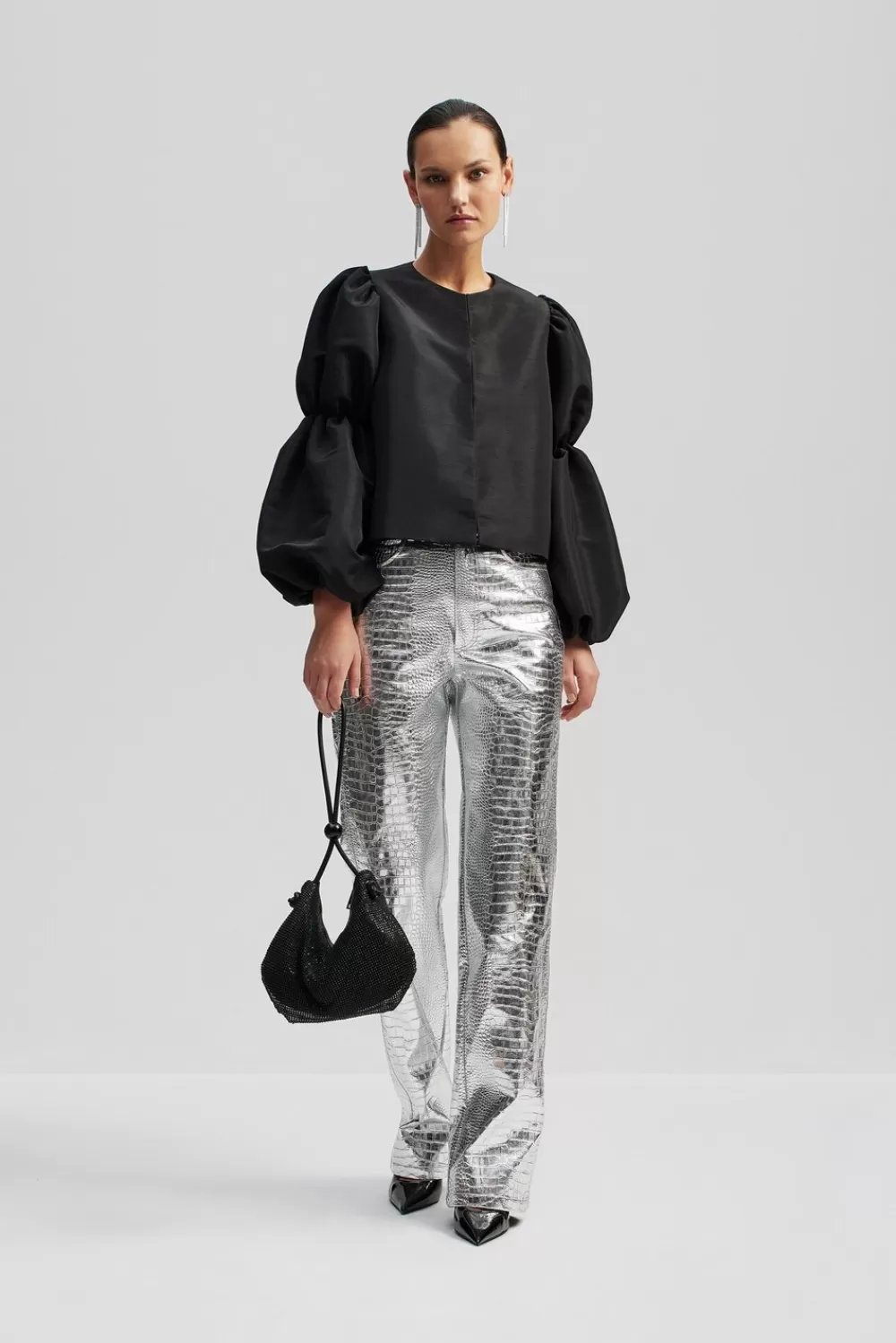 Pantalon femme argenté design moderne - Collection Malina Daphne en promotion exclusive chez notre Outlet