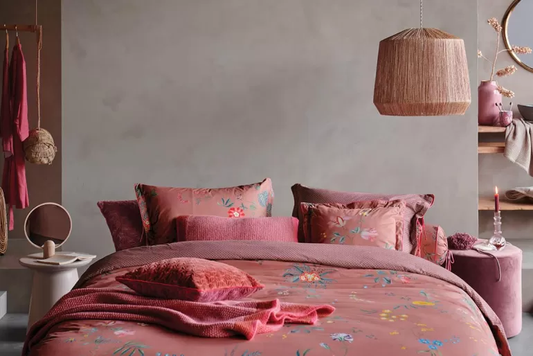 Housse de Couette Pip Studio - Grandeur Florale en Tonalités Rosées, Imprimé Botanique Élégant