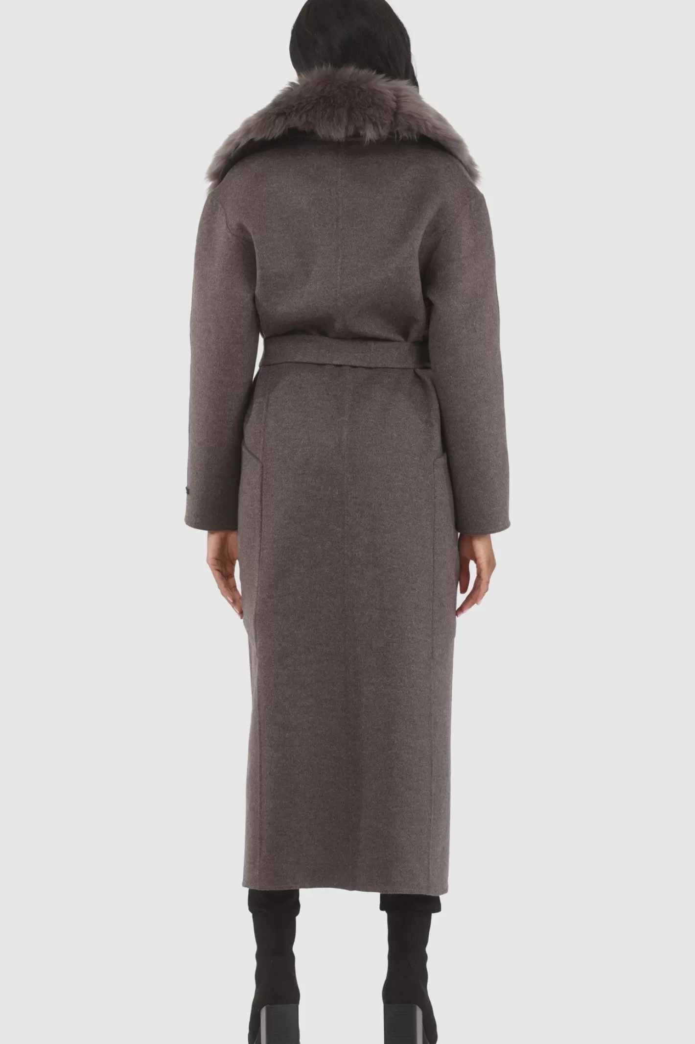 Manteau Femme GORSKI Montréal - Réversible en Cachemire Loro Piana et Laine avec Col en Shearling Merinillo Amovible & Ceinture Chic