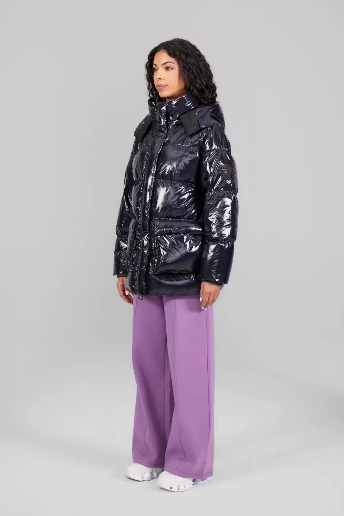 Veste parka oversize ajustable par ceinture intégrée en nylon métallisé Manie Bright | Édition Limitée - Soldes Flash