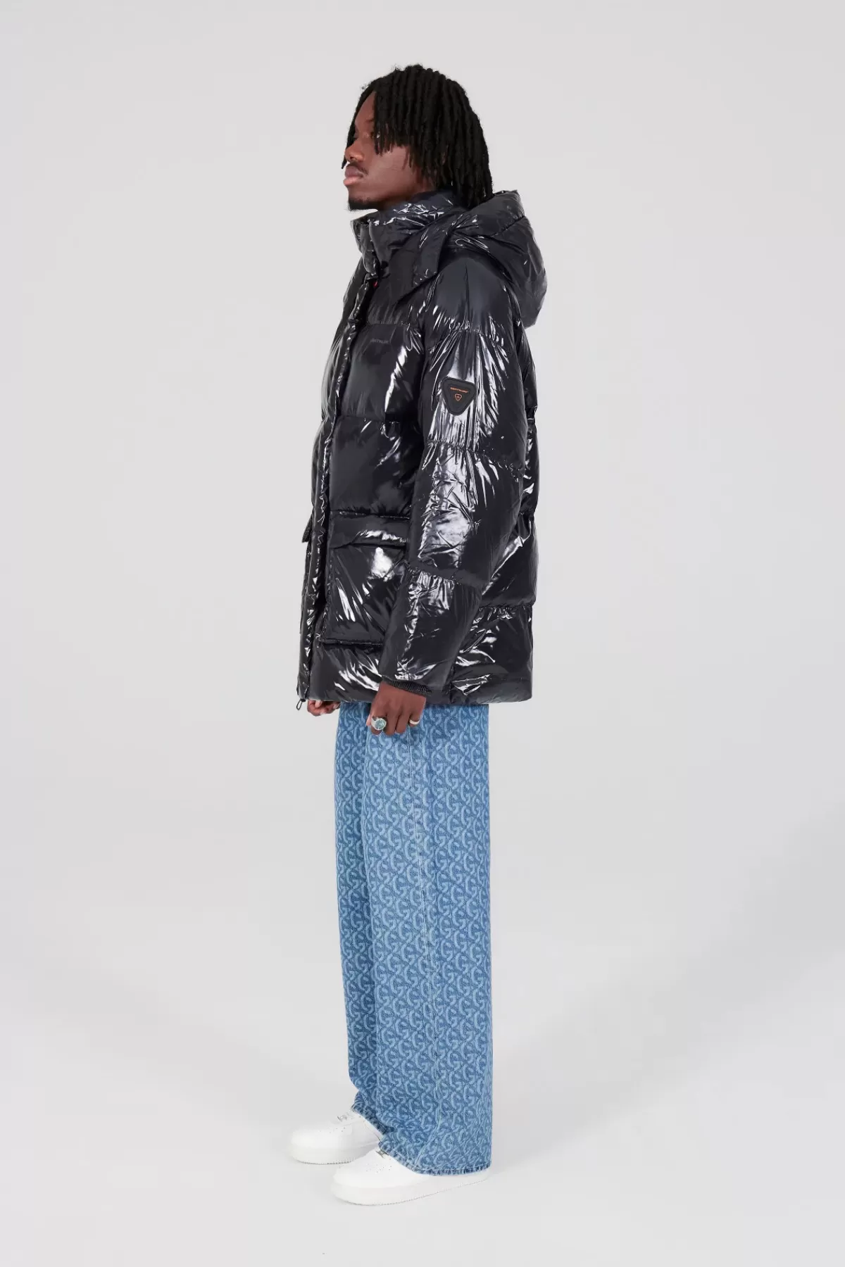 Veste parka oversize ajustable par ceinture intégrée en nylon métallisé Manie Bright | Édition Limitée - Soldes Flash