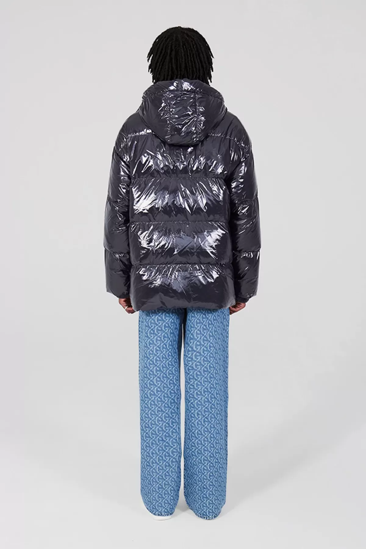 Veste parka oversize ajustable par ceinture intégrée en nylon métallisé Manie Bright | Édition Limitée - Soldes Flash