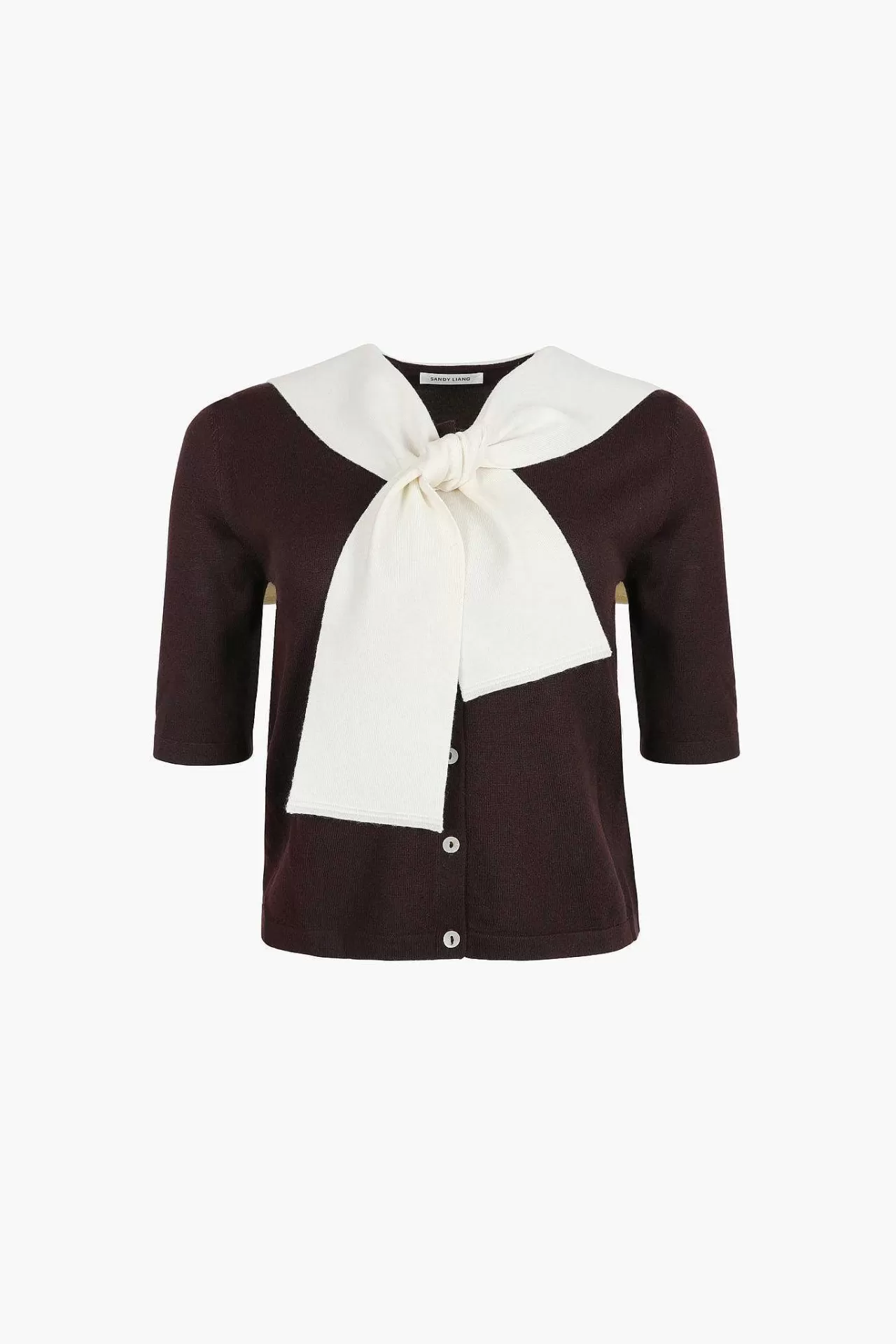 Cardigan Erris en Maille Douce de Sandy Liang - Pull Femme Chic avec Détails Brodés (Style Urbain)