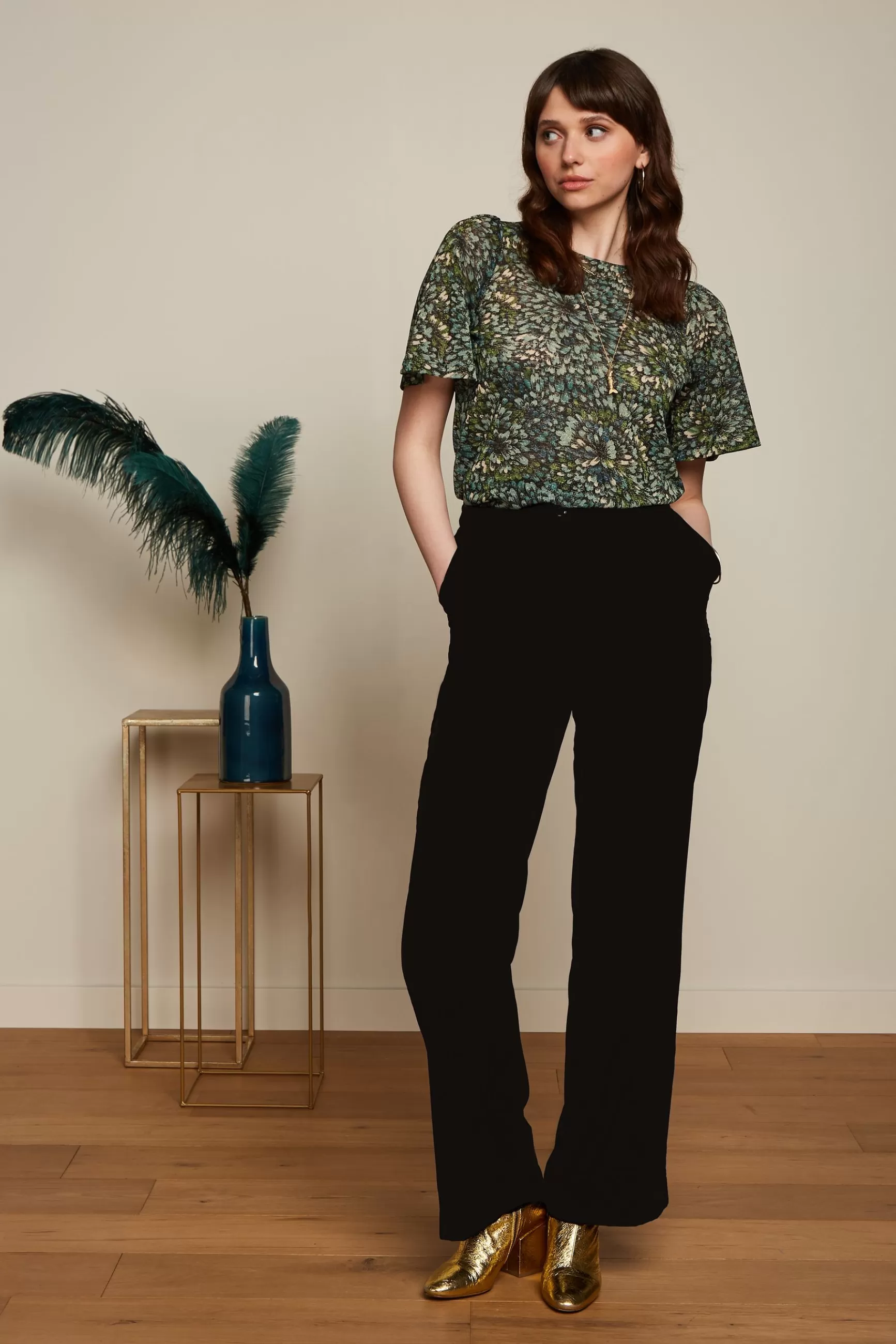 DAMES - Pantalon Femme King Louie Ethel | Coupe Garçonne Intemporelle pour un Style Audacieux