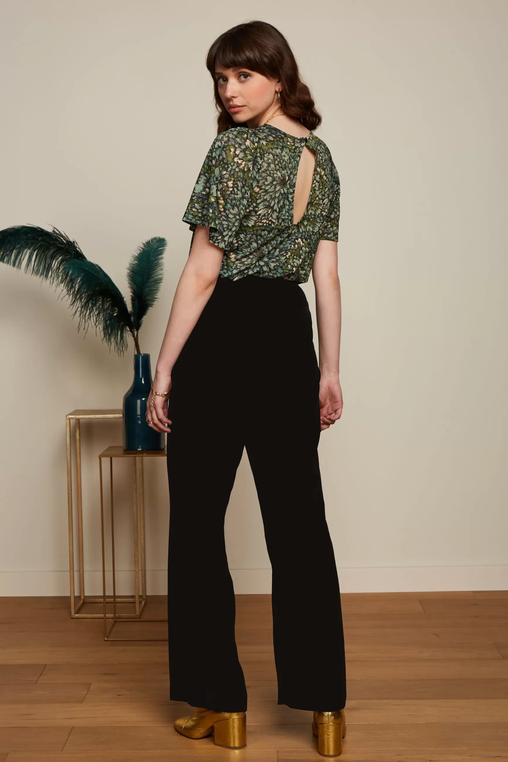 DAMES - Pantalon Femme King Louie Ethel | Coupe Garçonne Intemporelle pour un Style Audacieux