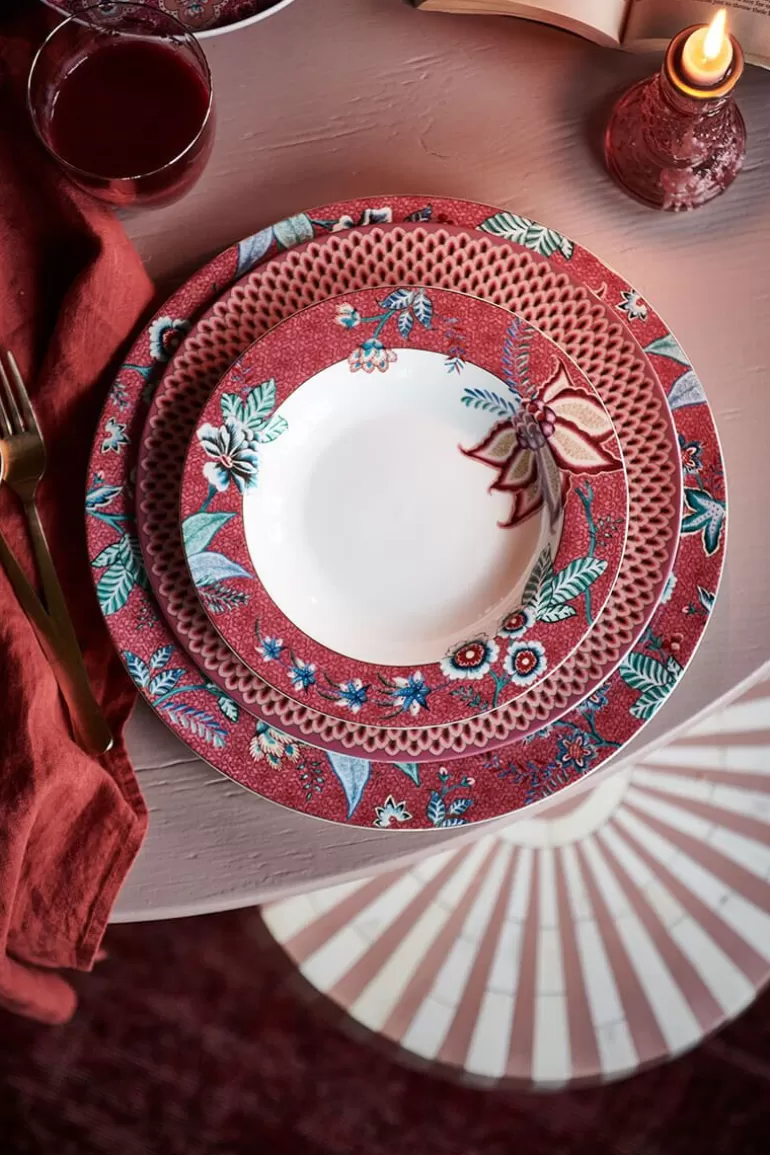 Assiette Décorative Émaillée Fête des Fleurs - Pip Studio, Bord Foncé 21,5 cm Rose - Édition Exclusive