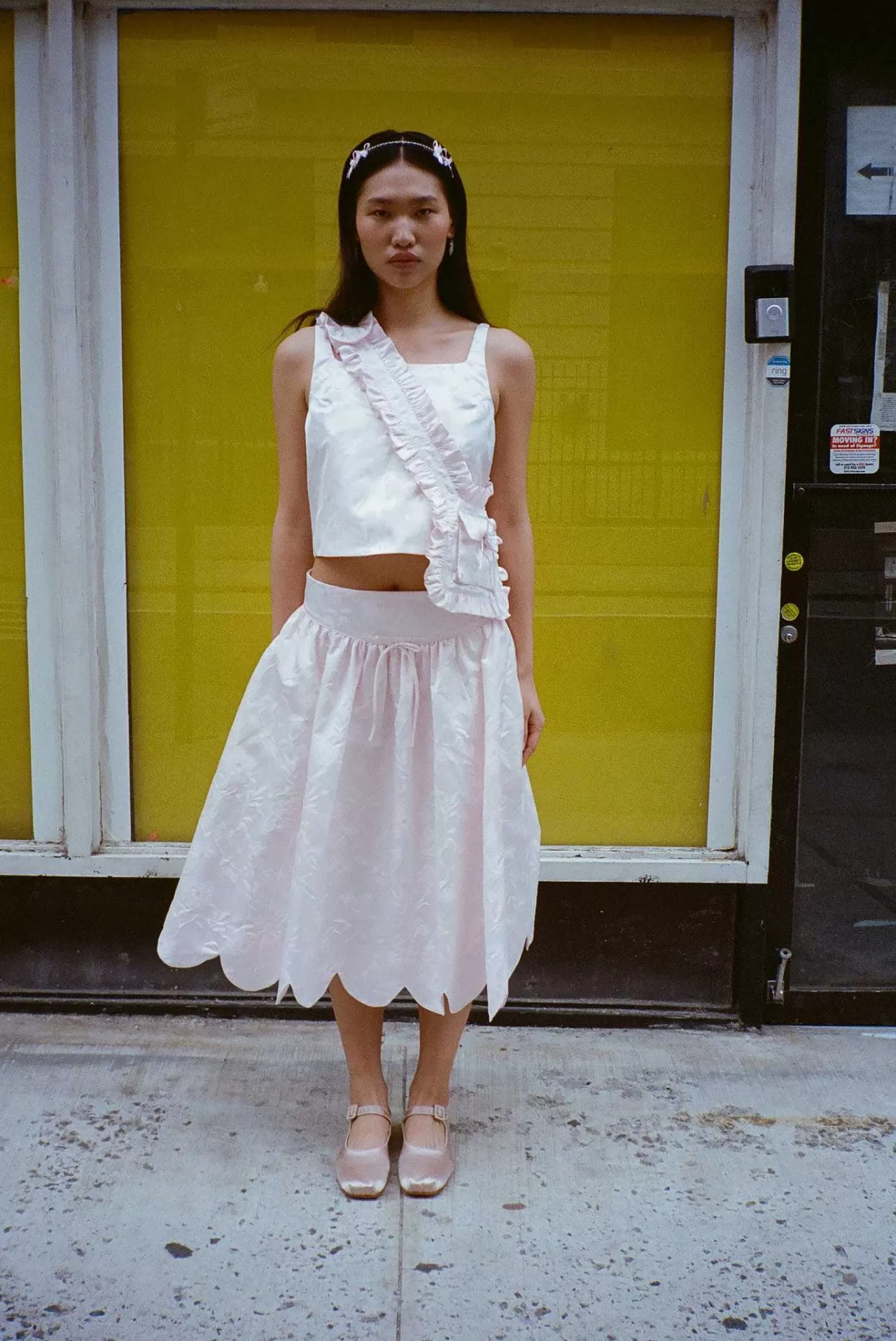 Jupe-culotte Greta Printemps-Été 2024 - Sandy Liang Collection Femme - Élégance aérienne en Rose Ballet