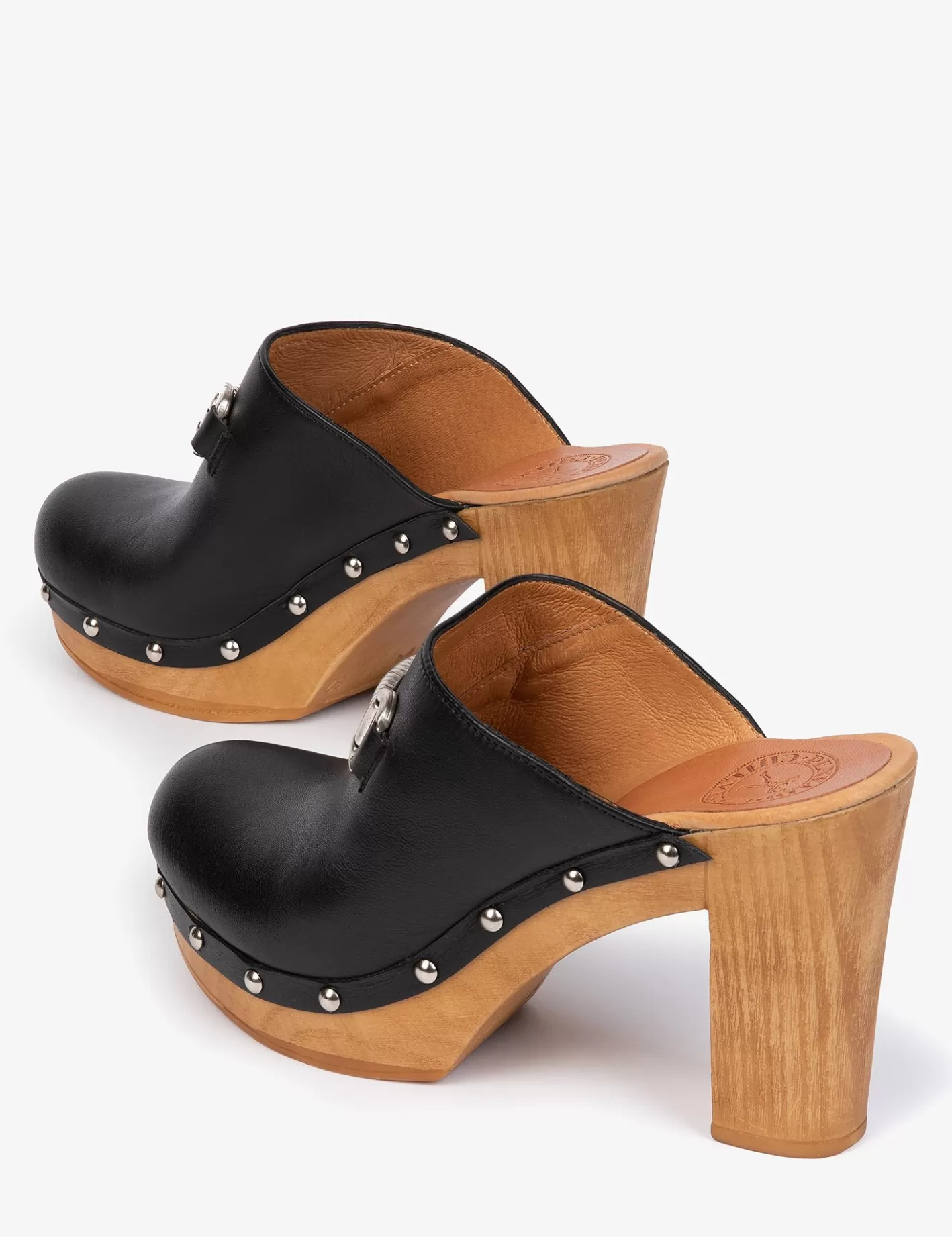Sabots en Cuir Véritable à Motif Mors de Cheval – Chaussures à Talon Confortables avec Semelle Épaisse, Style Rétro Intemporel pour Femme