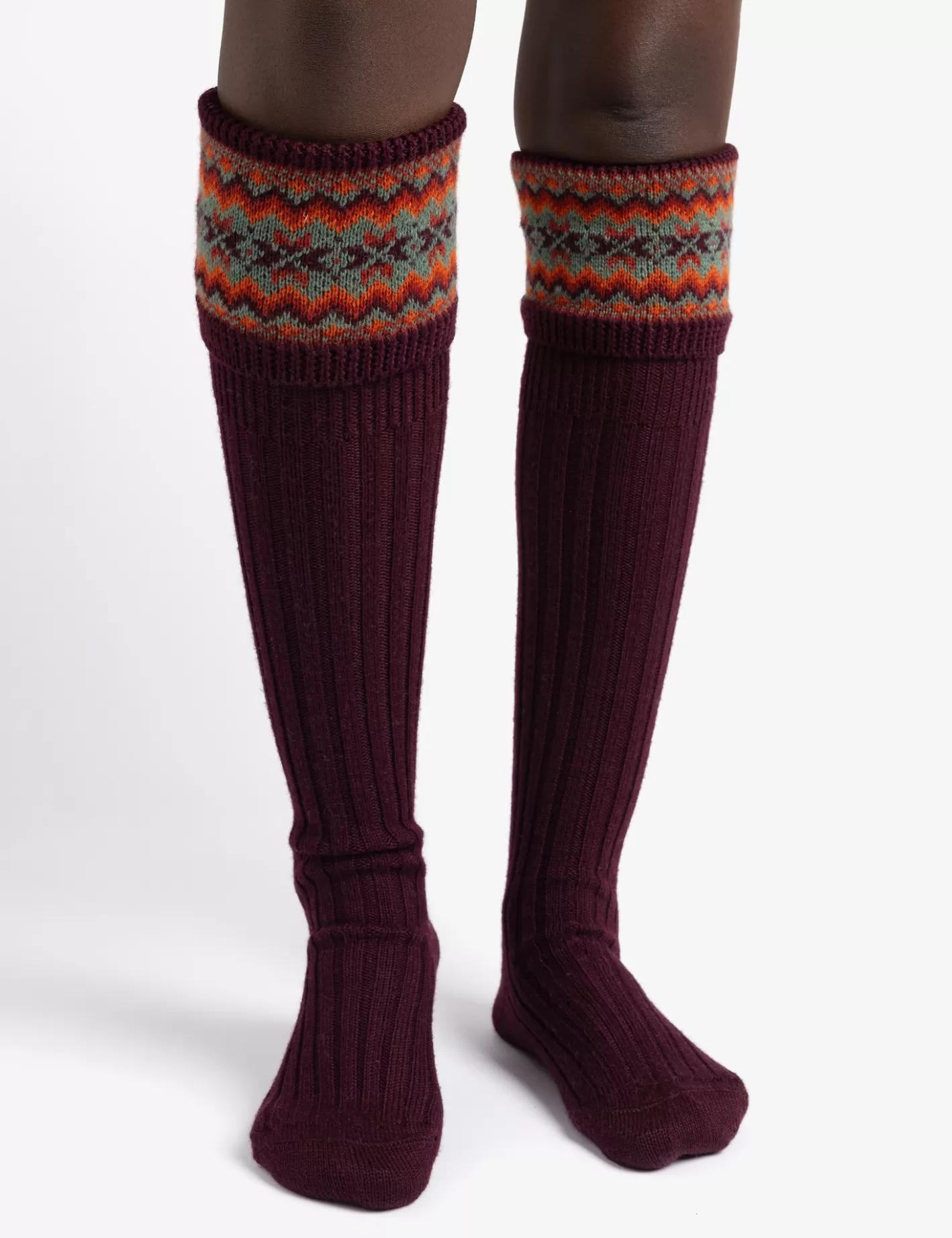 Chaussettes Montantes Élégantes Motif Fairisle - Confort Hivernal en Laine Douce | Accessoires Chauds pour Bottes