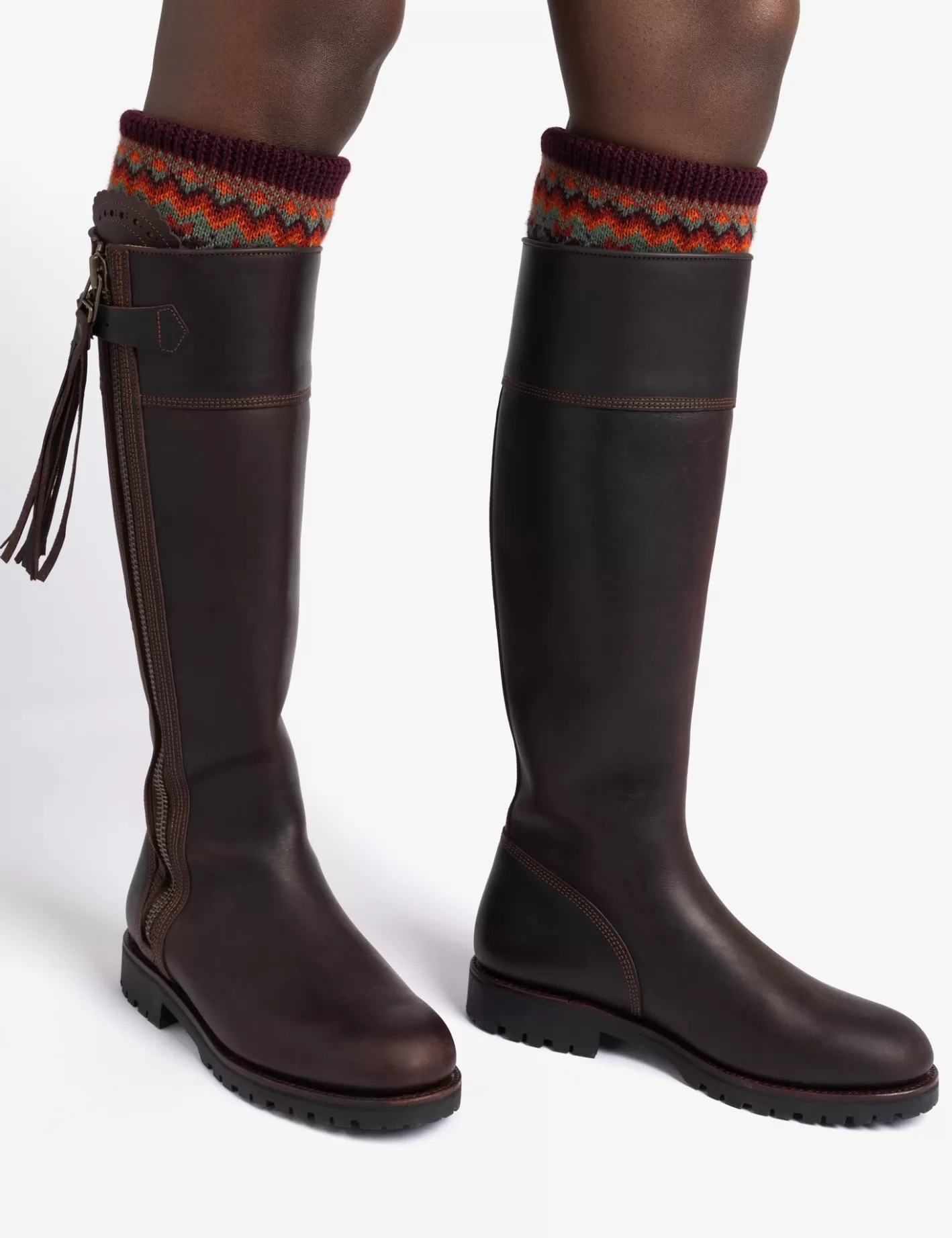 Chaussettes Montantes Élégantes Motif Fairisle - Confort Hivernal en Laine Douce | Accessoires Chauds pour Bottes