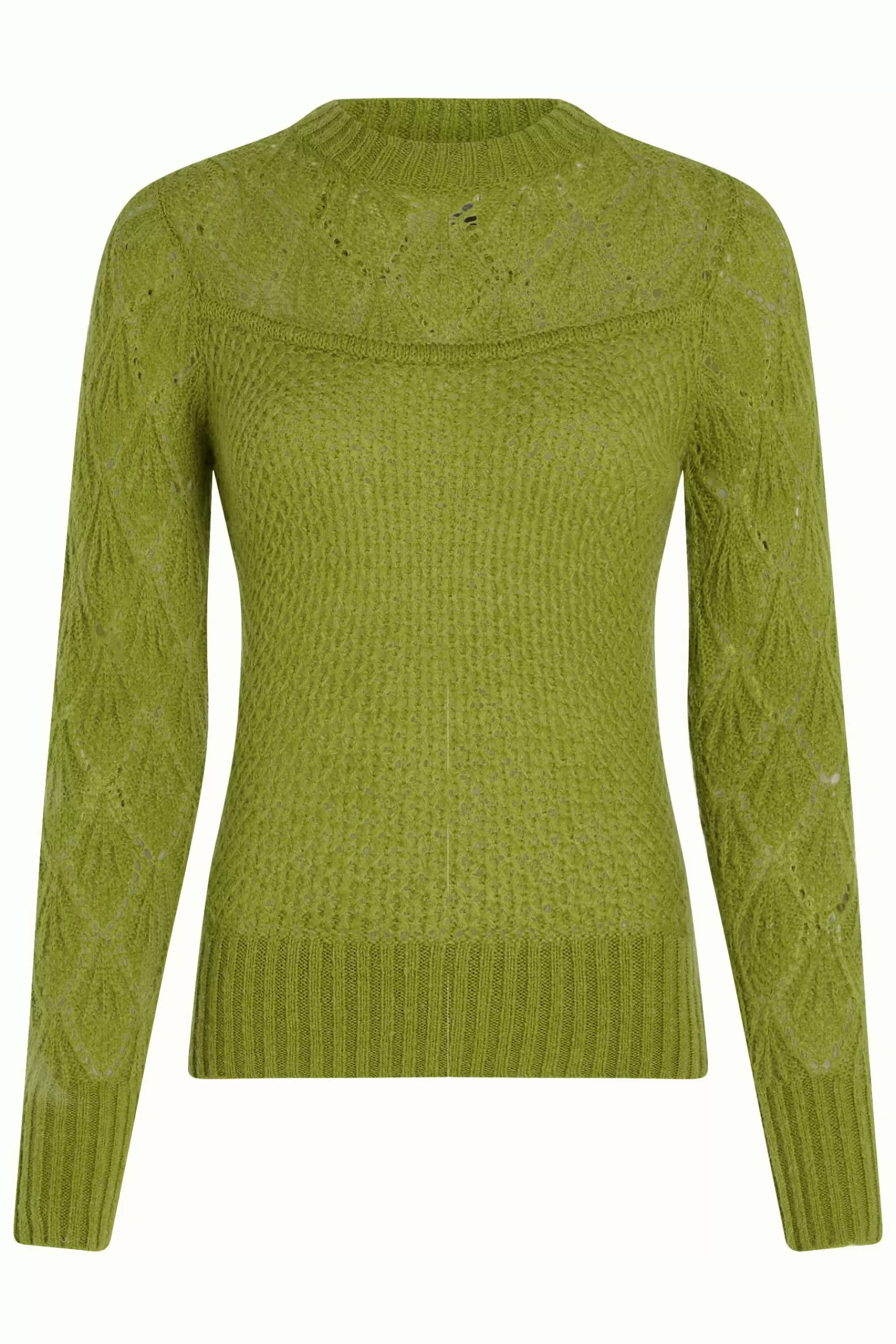 Pull féminin Jeannie à encolure travaillée - Détail fantaisie Farfalle by King Louie 

(Édition printanière avec motifs ajourés - Coupe ajustée pour silhouette moderne)