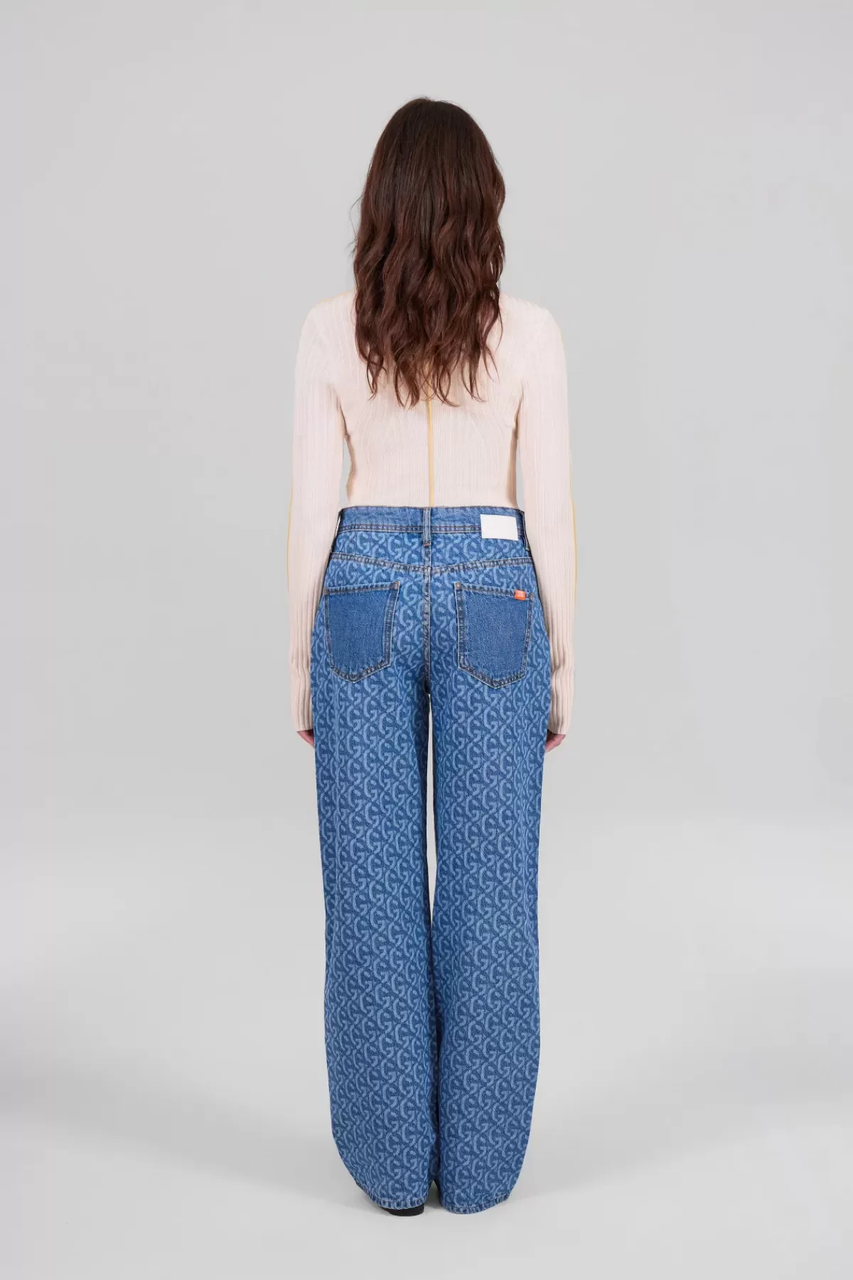 Stella & Gertrude - Jean Boyfriend Décontracté à Taille Haute avec Motif Monogramme - Prix Doux