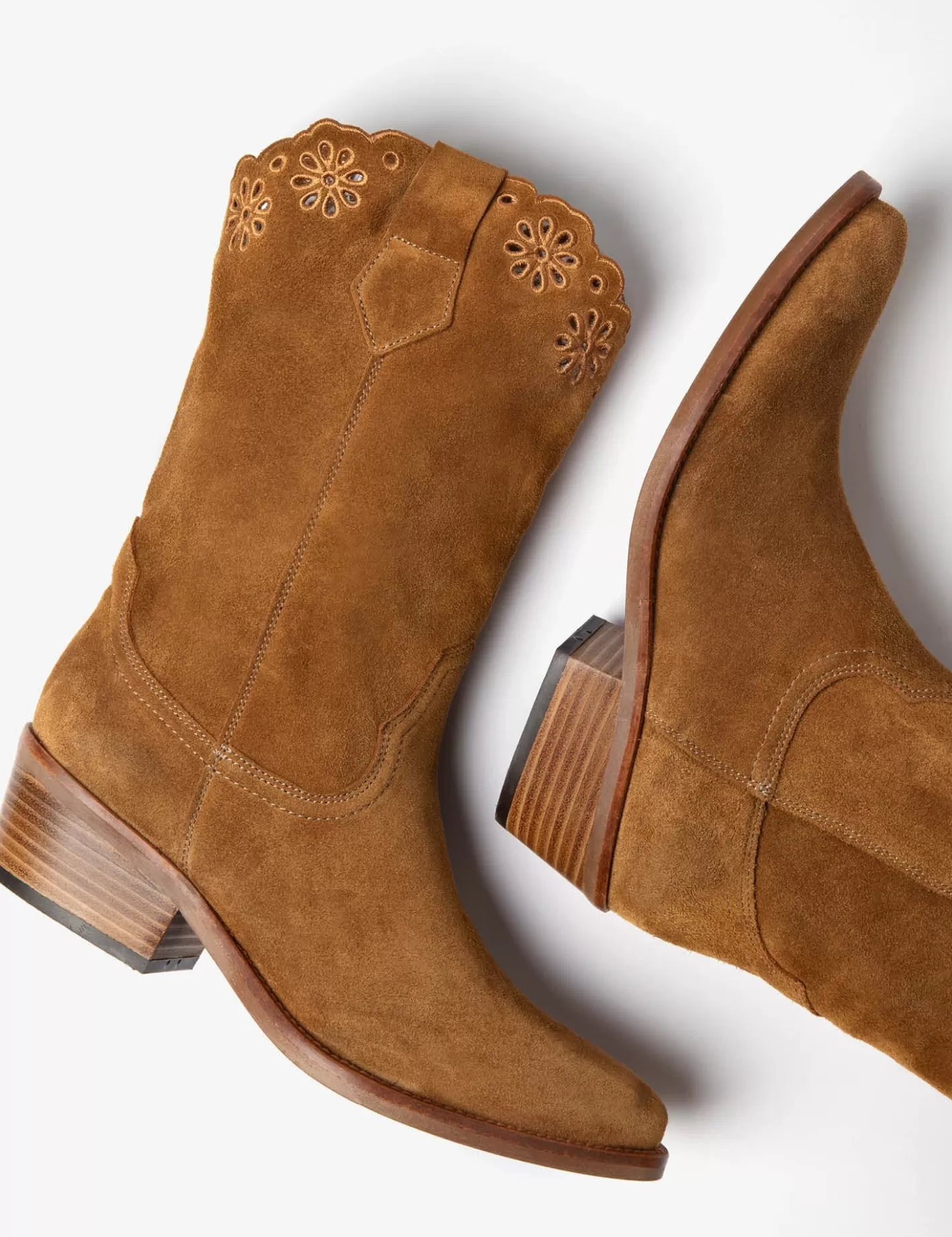 Bottes Cowboy Garçon en Daim Velouté - Modèle Jesse Broderie Artisanale - Chaussures Western Enfant Confortables