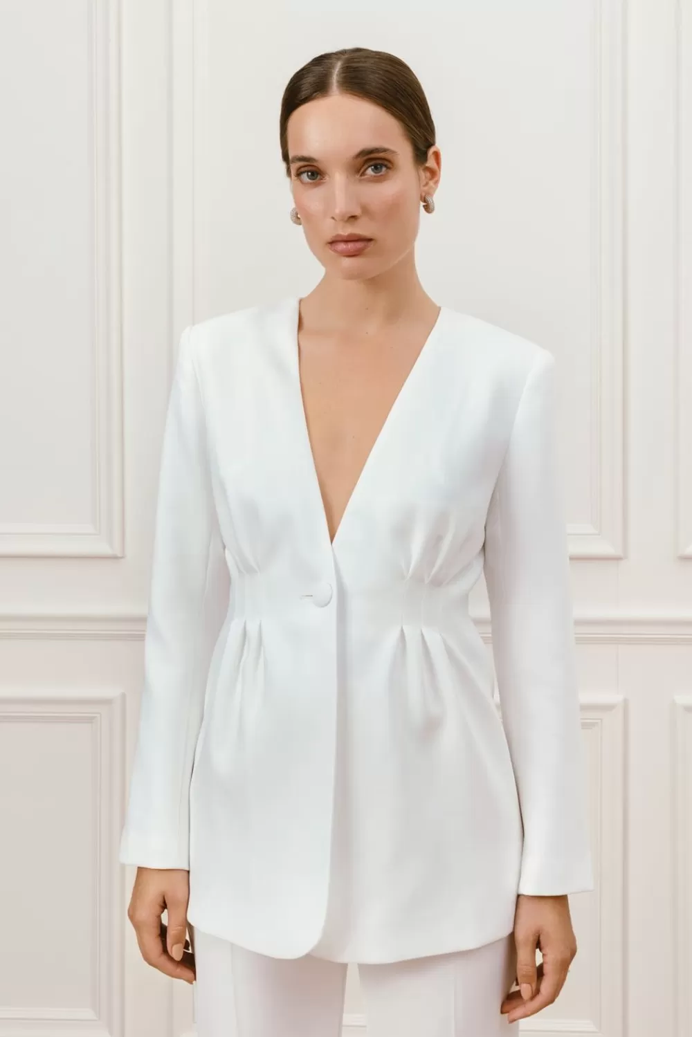Veste Malina Juno en Tissu Noble - Élégance Ivoire pour un Style Intemporel