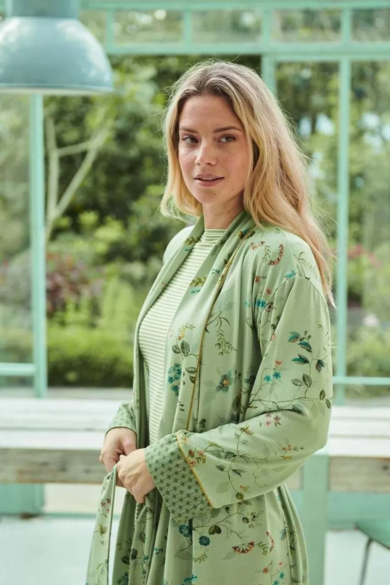 Kimono Décoratif Pip Studio - Motifs Floraux Mignons en Vert Clair en Promotion Exclusive