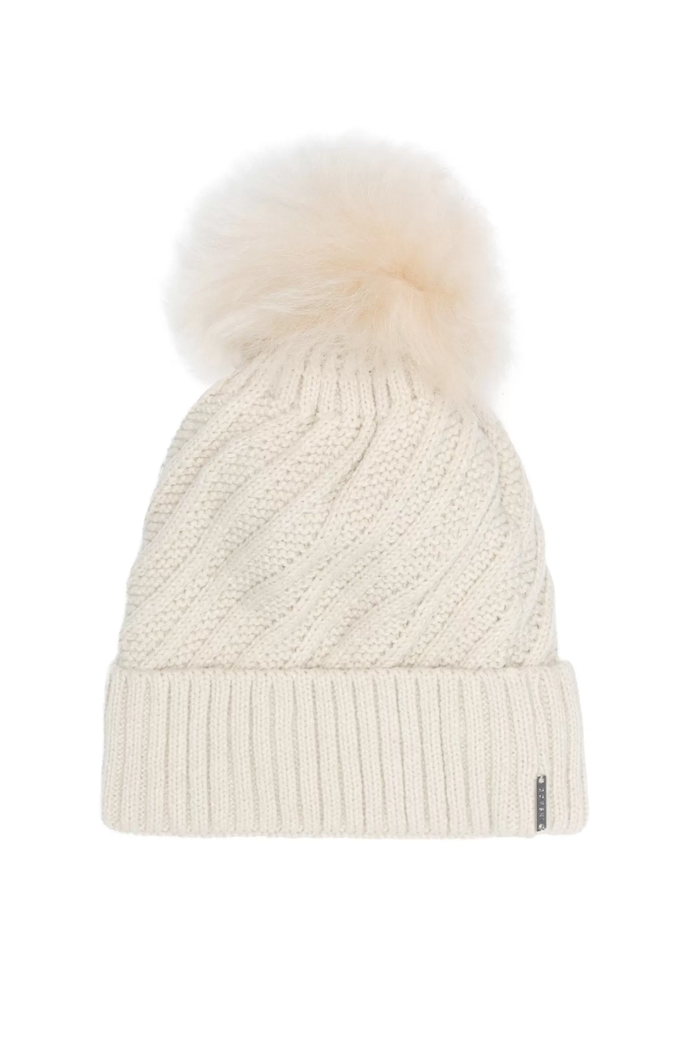 Bonnet femme tricoté main GORSKI - Style Montréal avec pompon en laine d'agneau premium