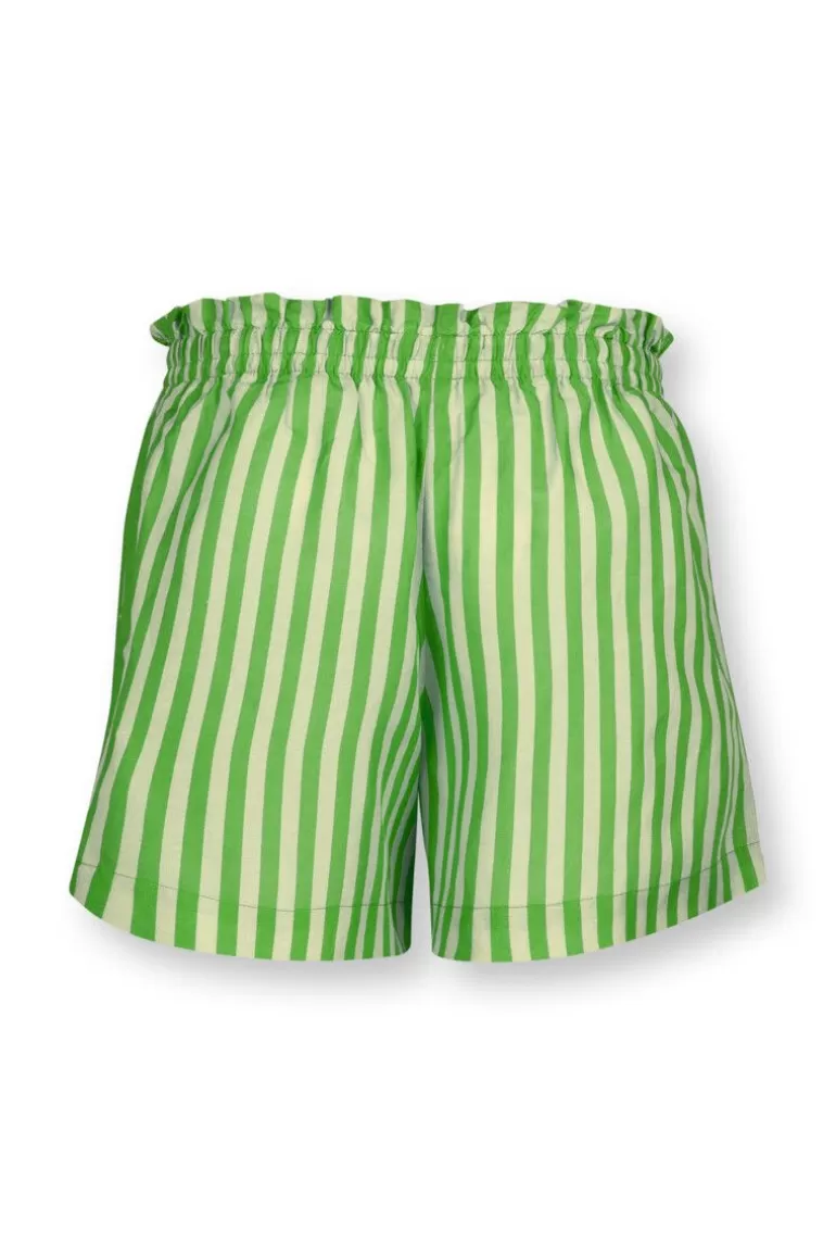 Élégant short d'été Pip Studio - Rayures graphiques vert menthe, coupe confortable pour look décontracté