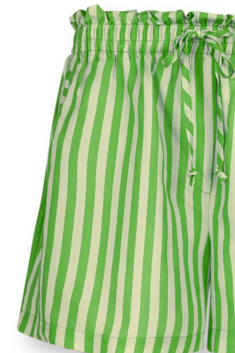 Élégant short d'été Pip Studio - Rayures graphiques vert menthe, coupe confortable pour look décontracté