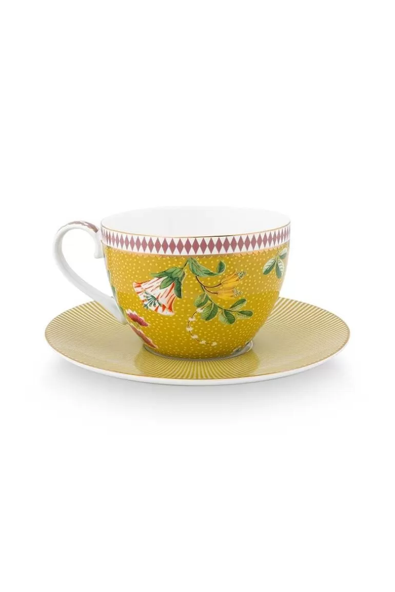 Élégant ensemble à café La Majorelle par Pip Studio - Tasse et soucoupe en nuance sable doré