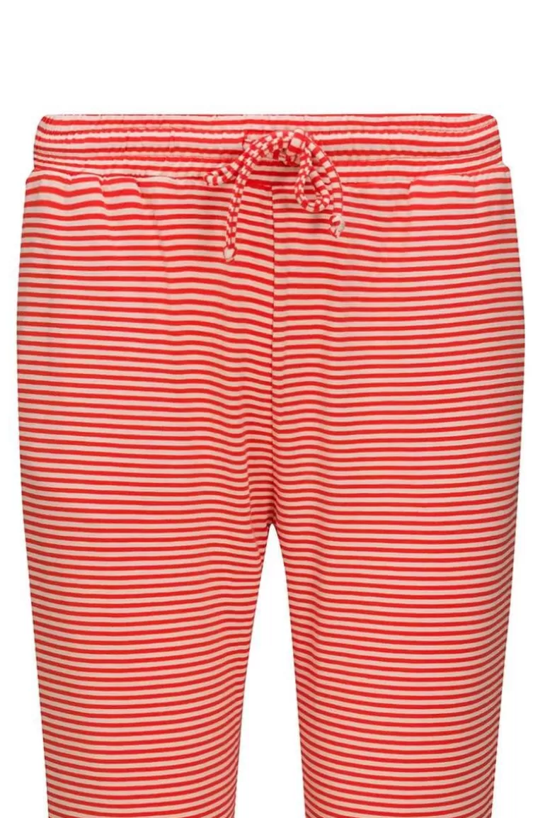 Pantalon Long Little Sumo à Rayures Corail Rouge | Promotion Éclair Exclusivité Pip Studio