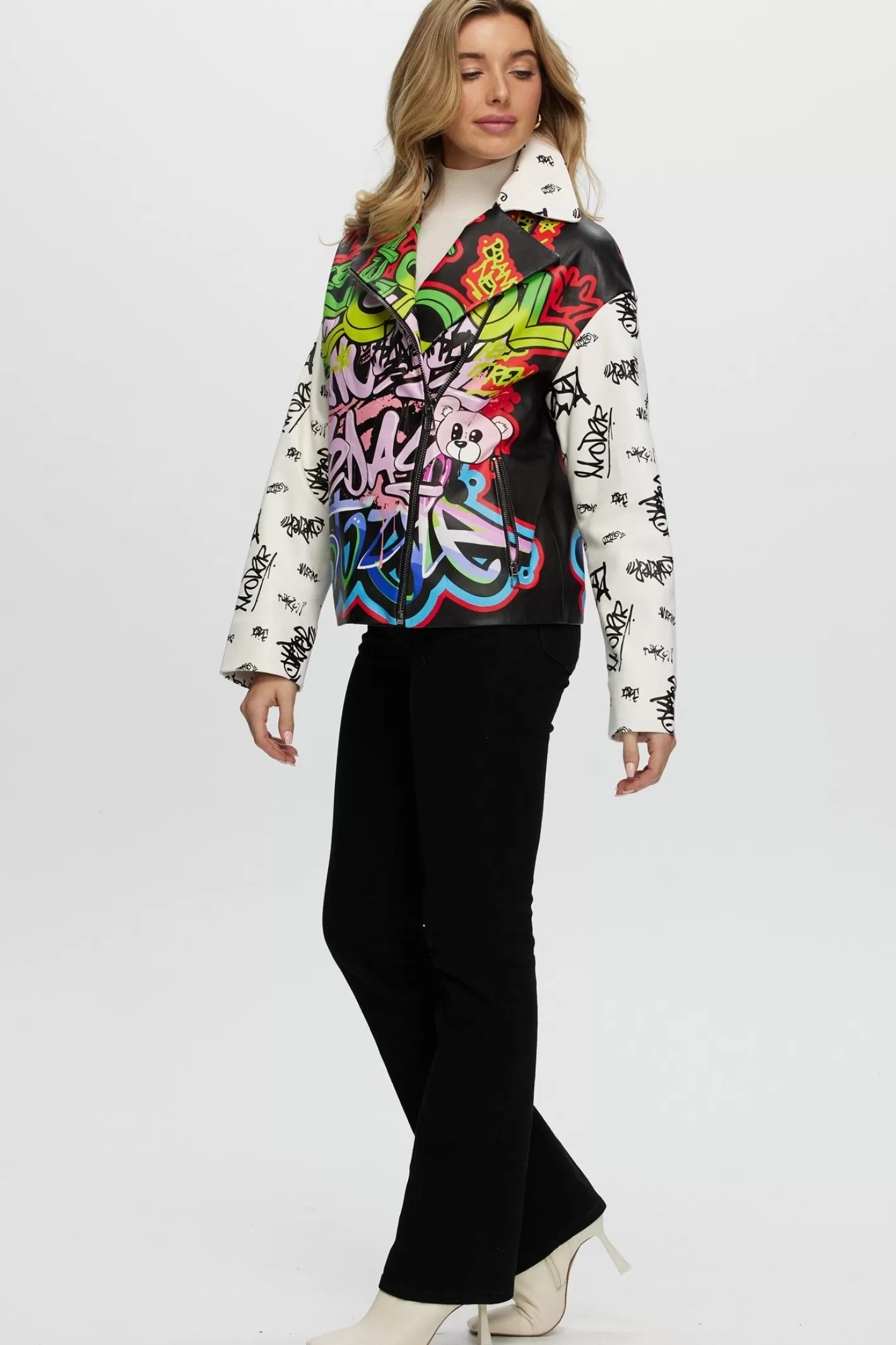 Blouson moto GORSKI en cuir véritable - Style urbain Montréal pour femme