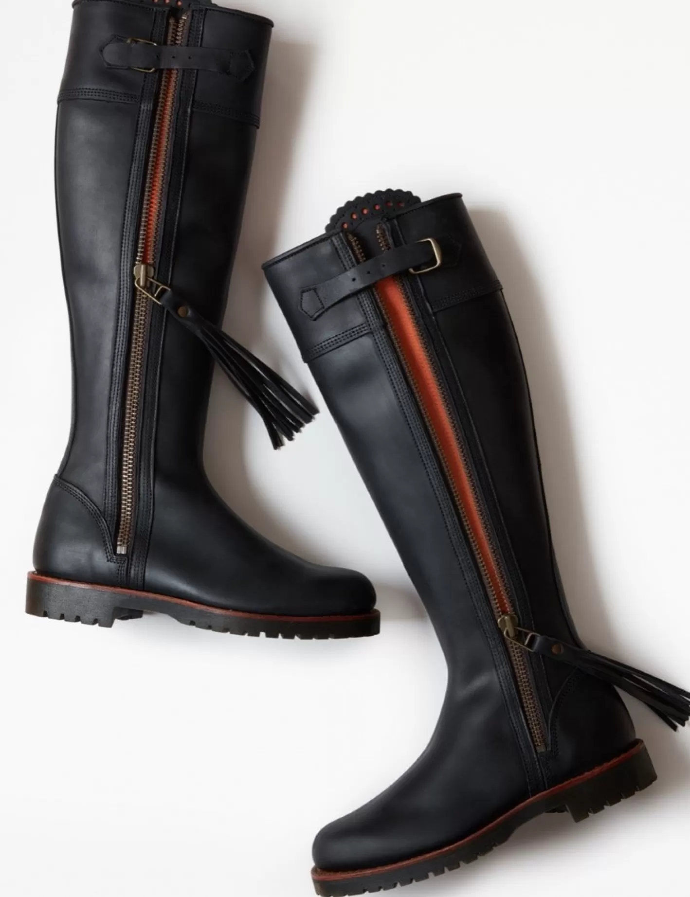 Bottes Élégantes à Franges Longues - Chaussures Montées Goodyear pour Équitation | Confort et Style Intemporel