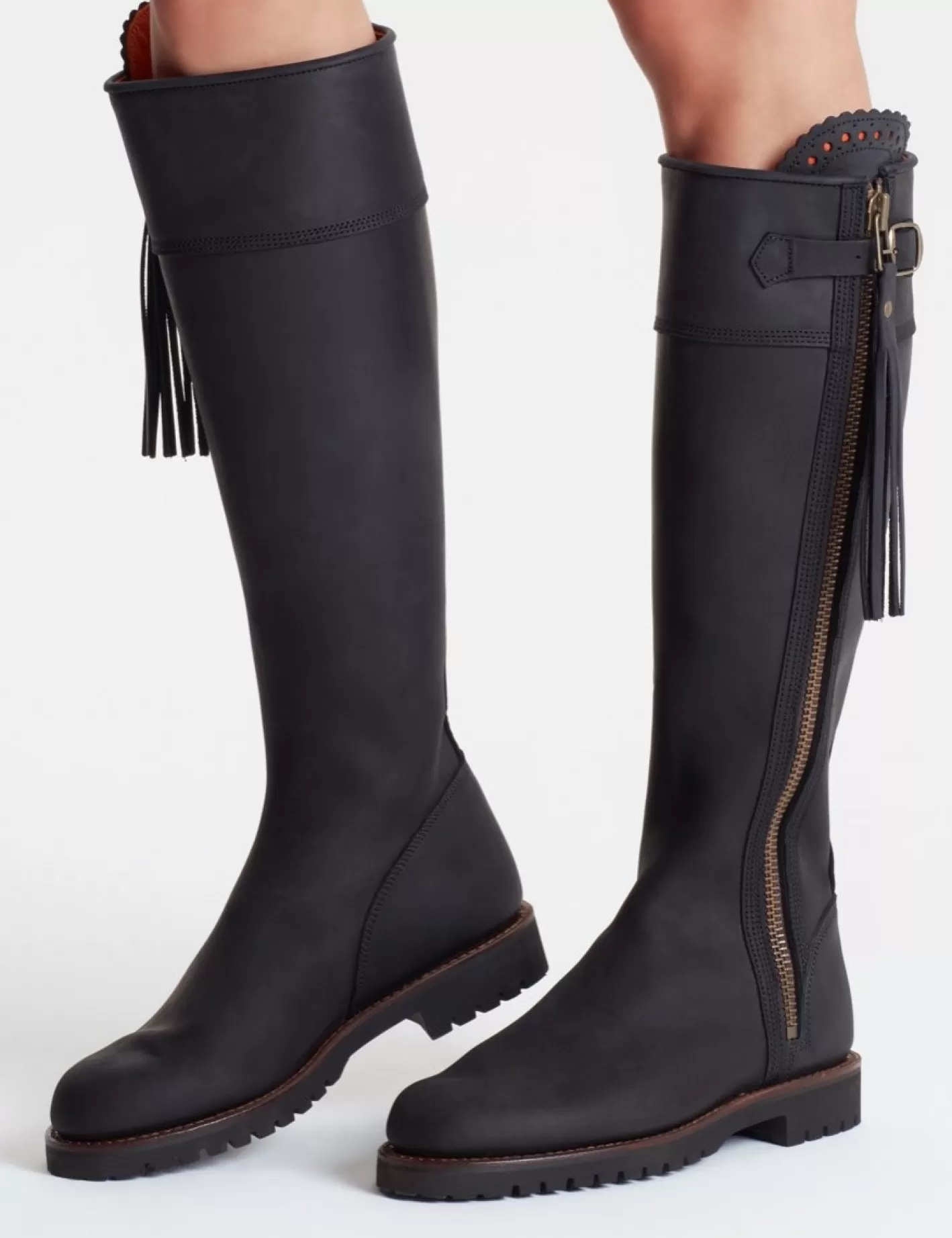 Bottes Élégantes à Franges Longues - Chaussures Montées Goodyear pour Équitation | Confort et Style Intemporel